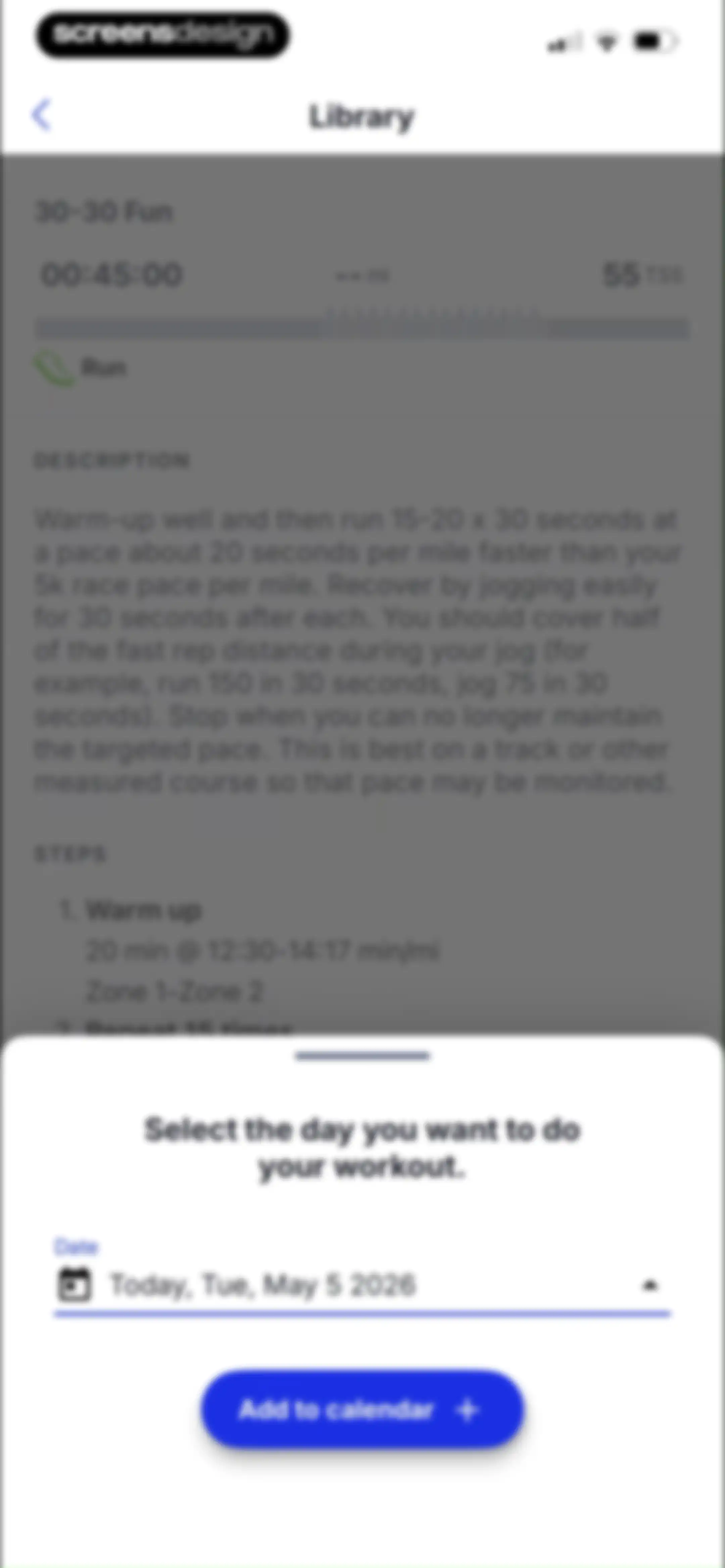TrainingPeaks: Plan Train Lift screen 96