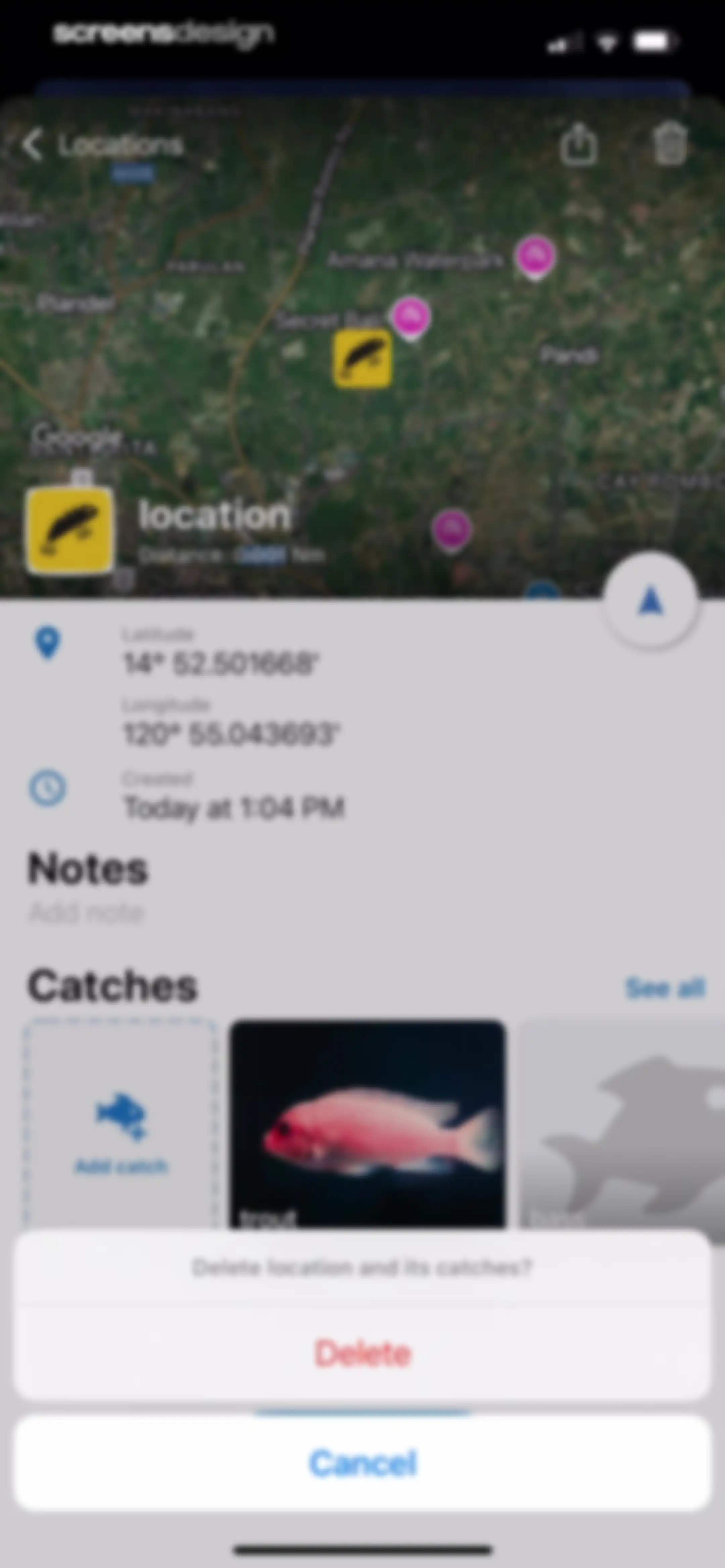Fishing Points: Map & Forecast screen 73