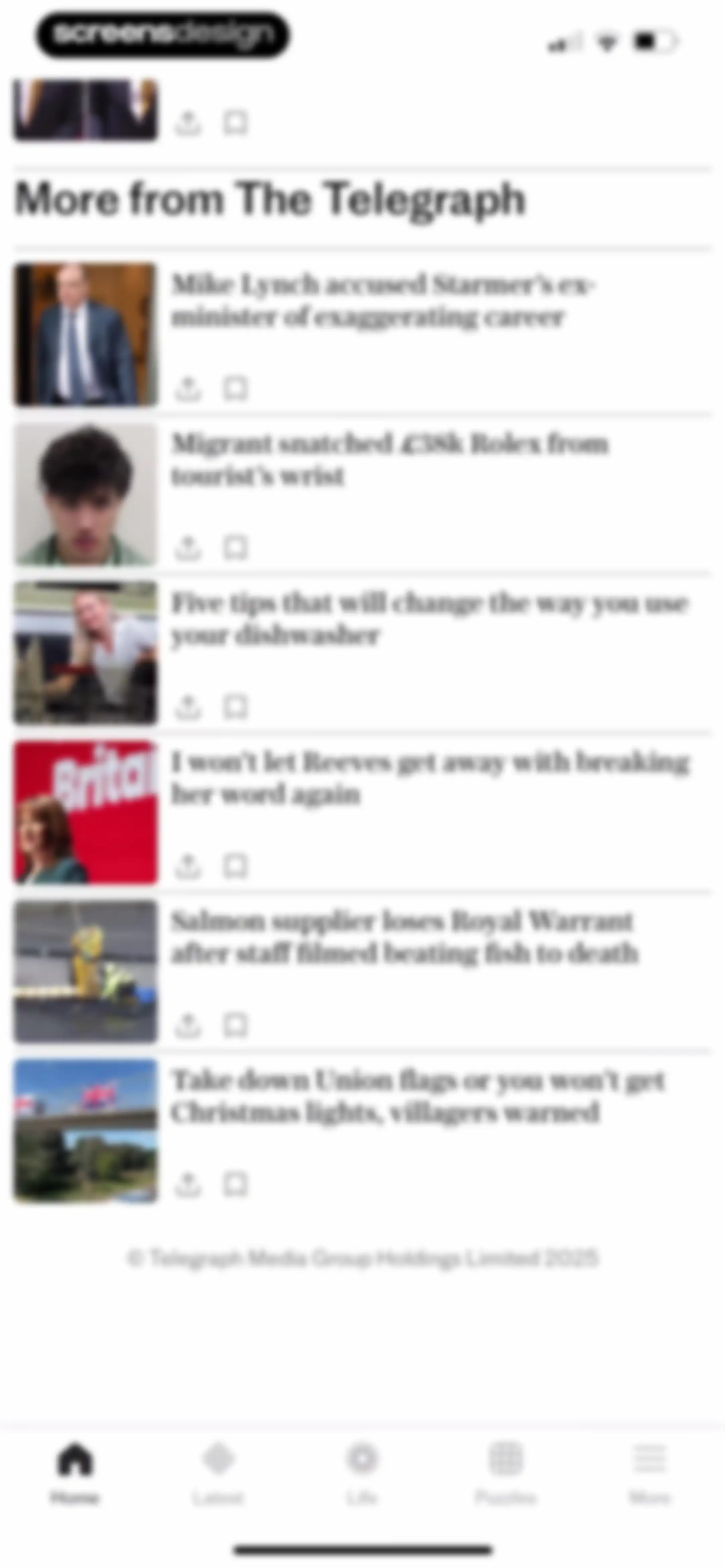 The Telegraph: UK & World News screen 20