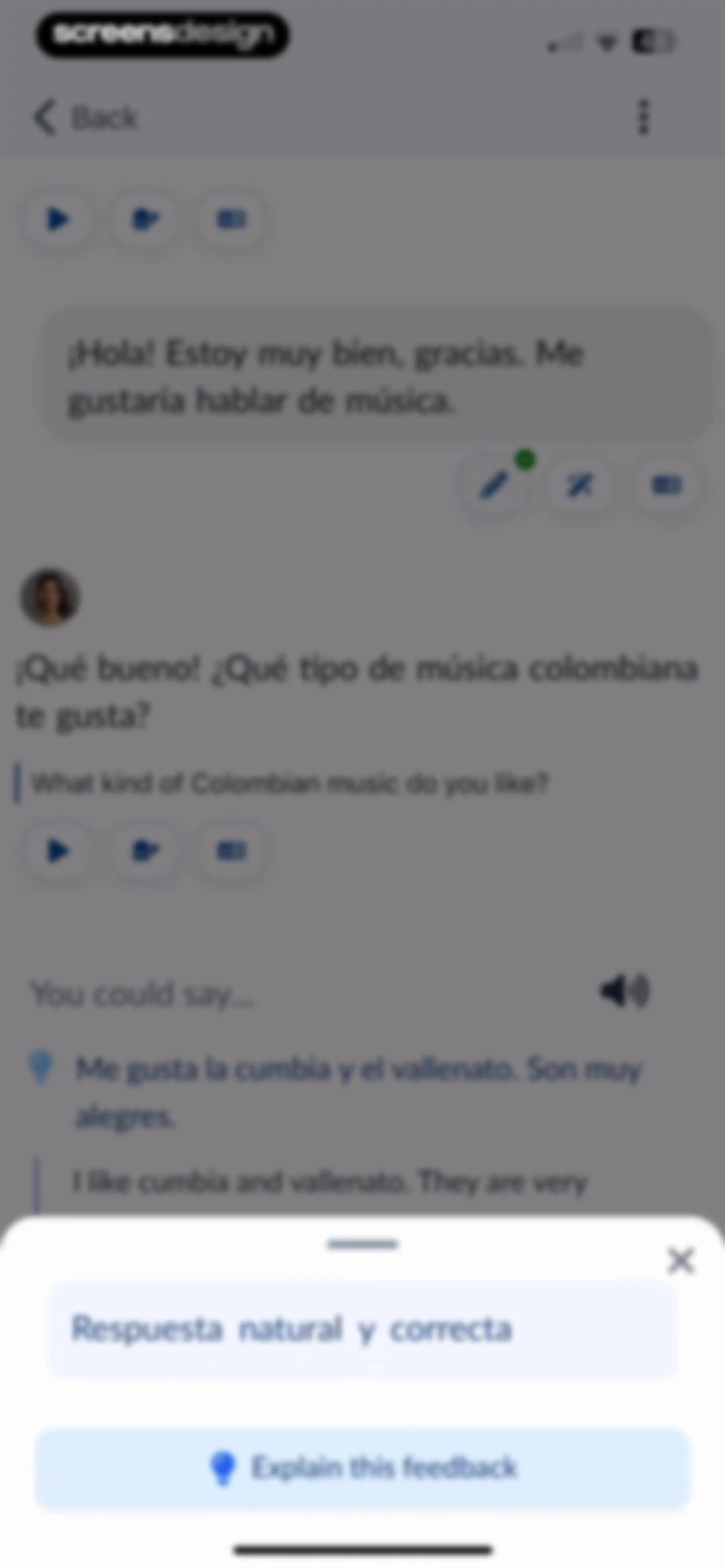 Langua: AI language learning screen 49