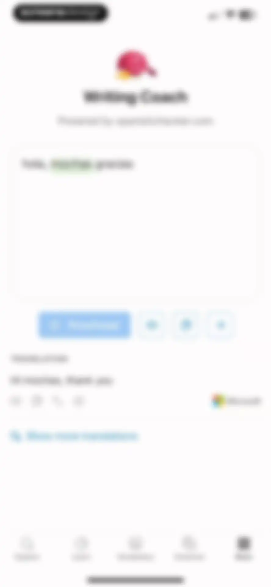 SpanishDictionary.com Learning screen 86