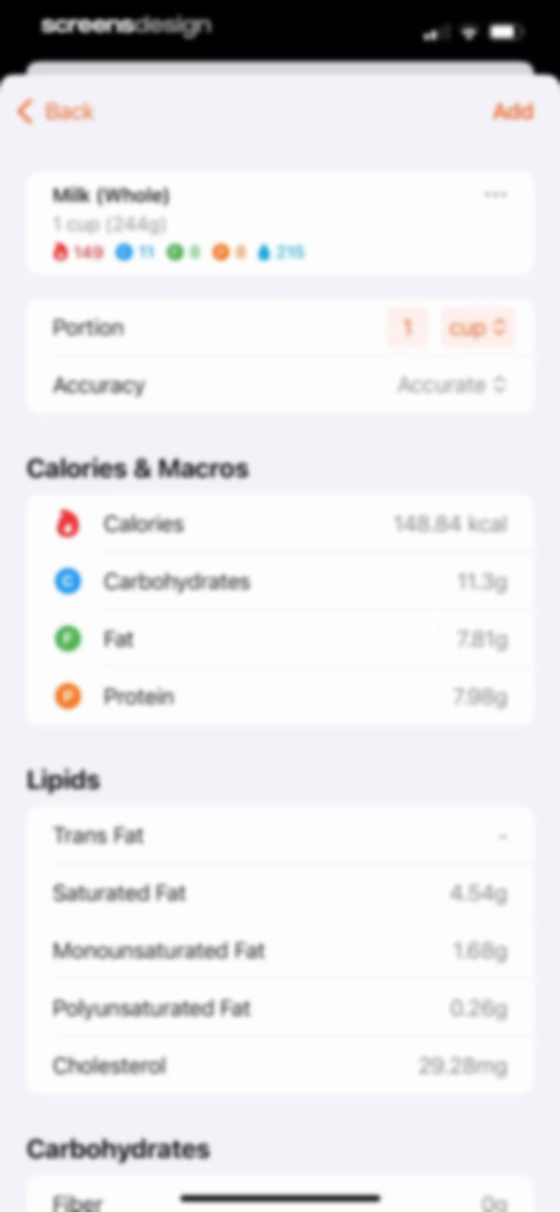 Nutrition Tracker: Foodnoms screen 103