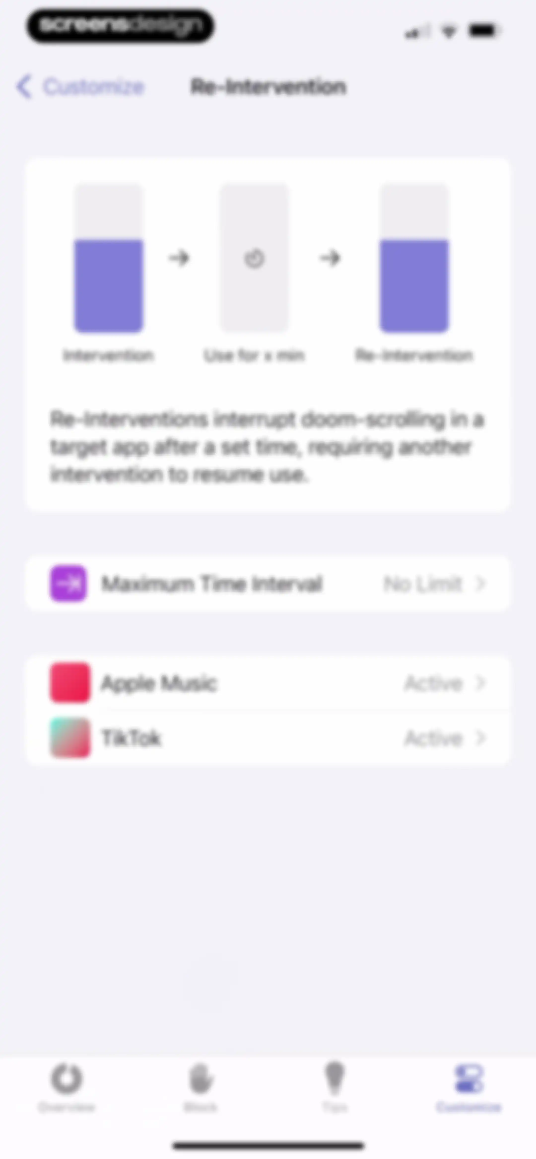 one sec | screen time + focus screen 88