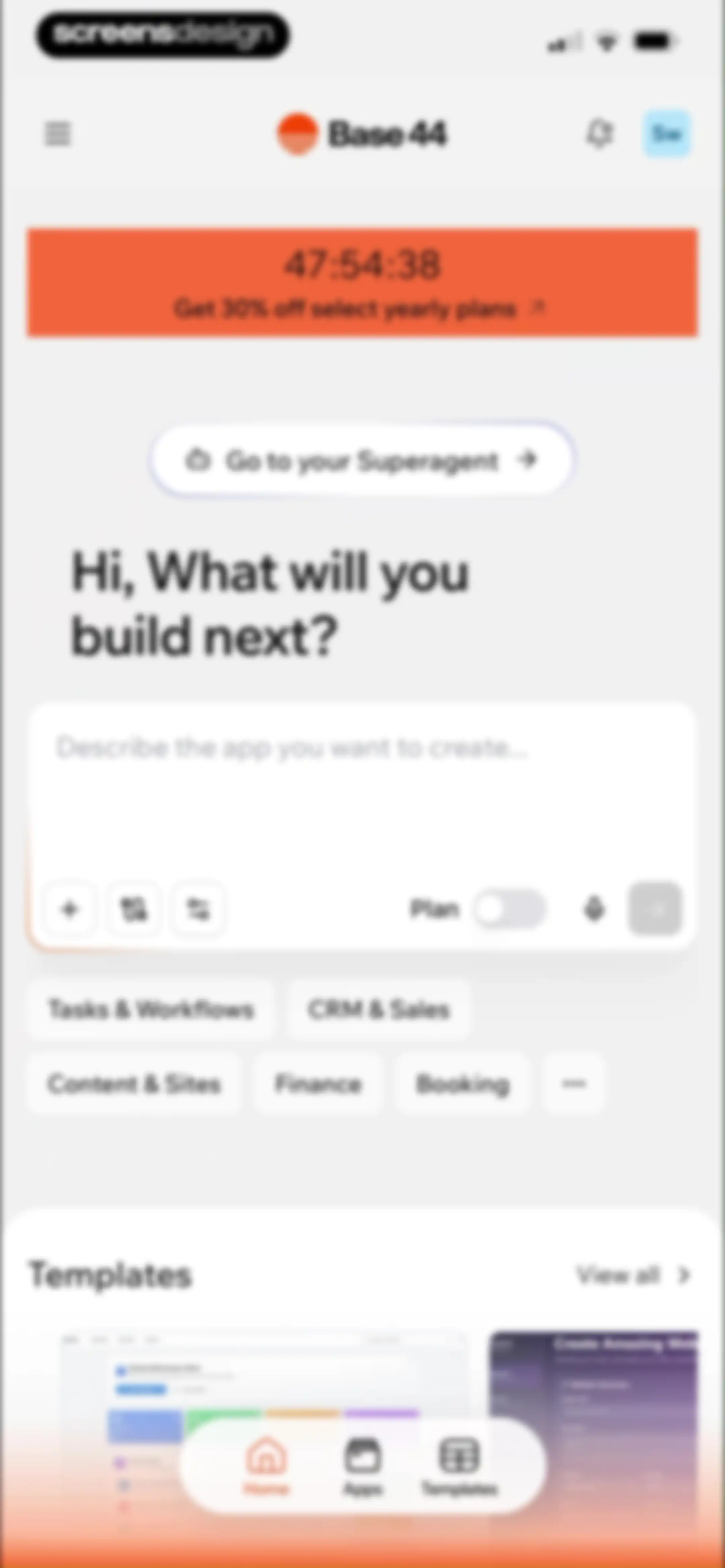 Base44: Build with AI screen 45