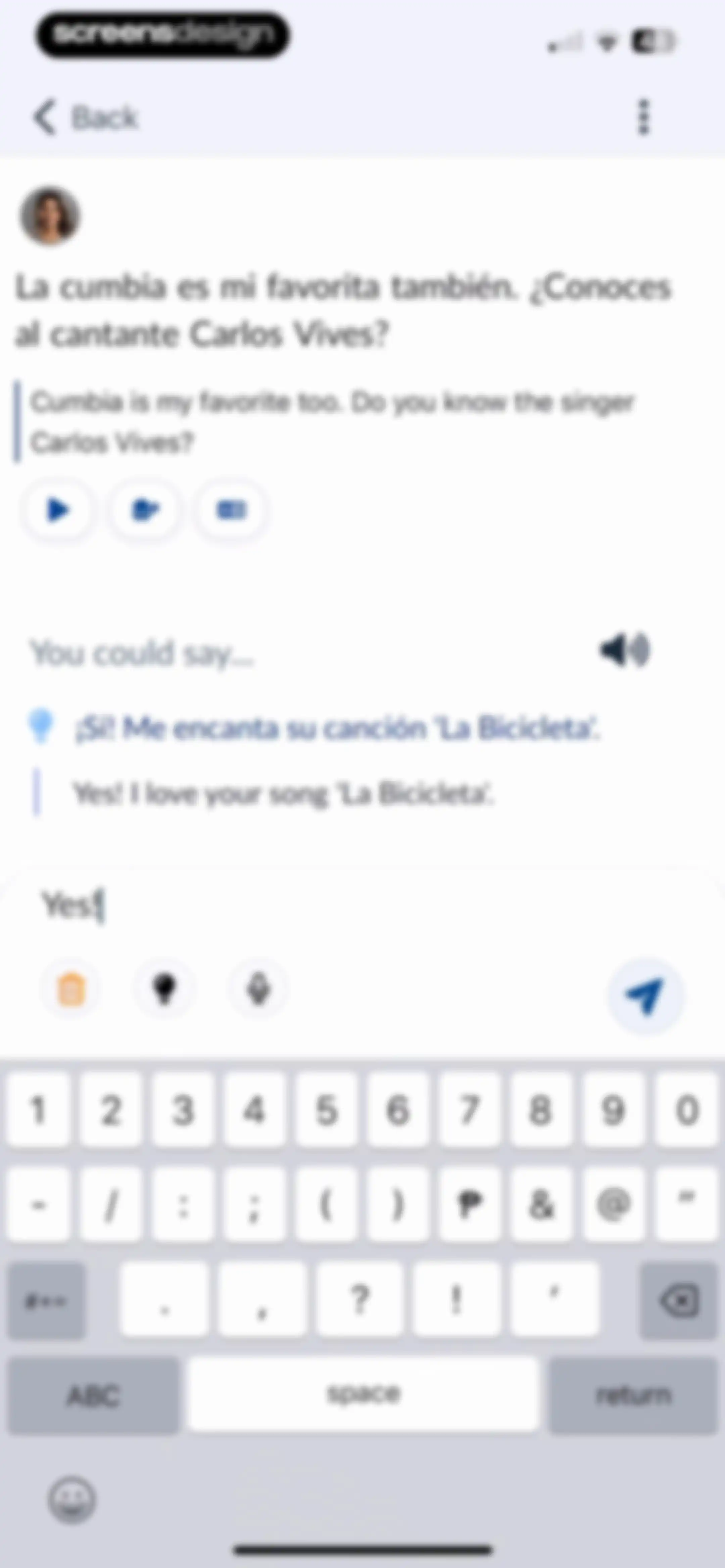 Langua: AI language learning screen 57