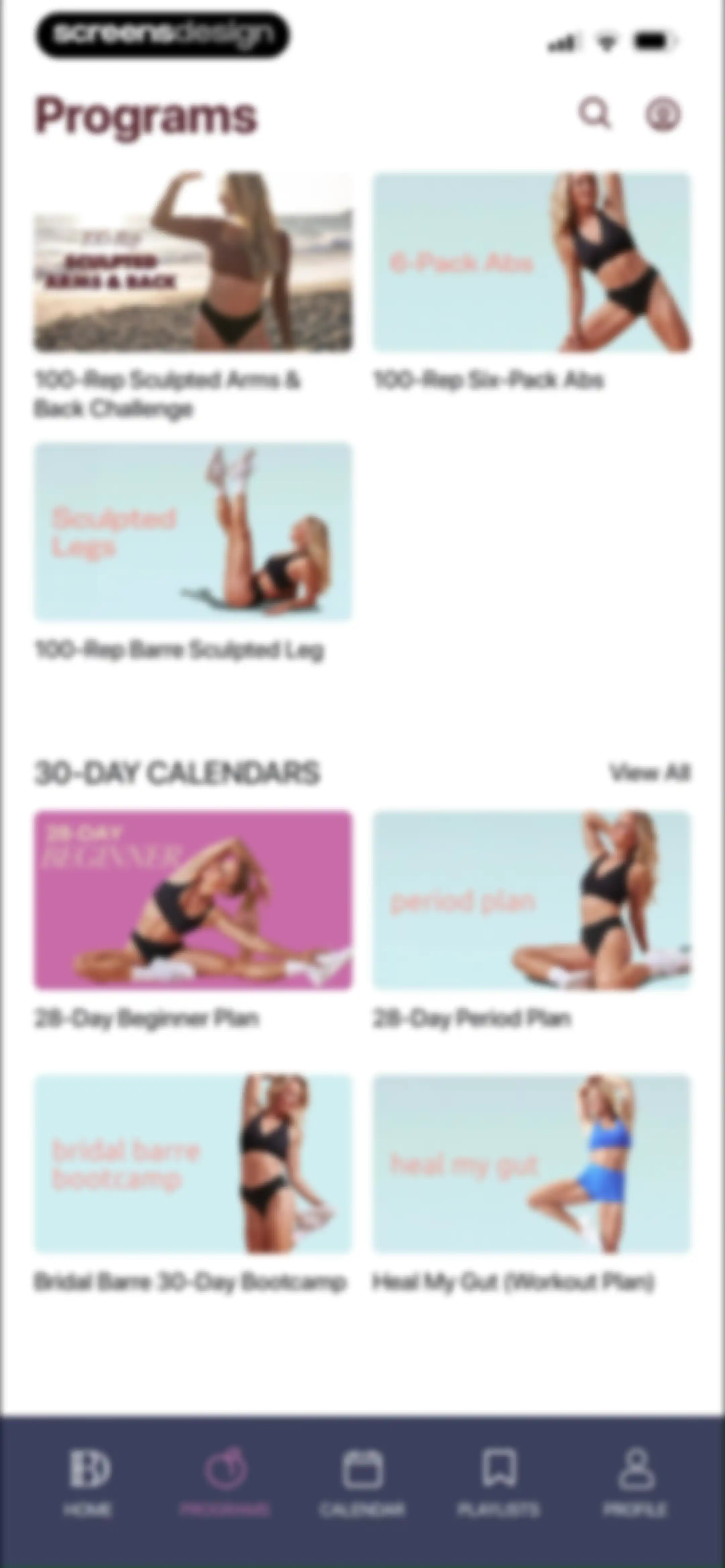 Barre Definition screen 72