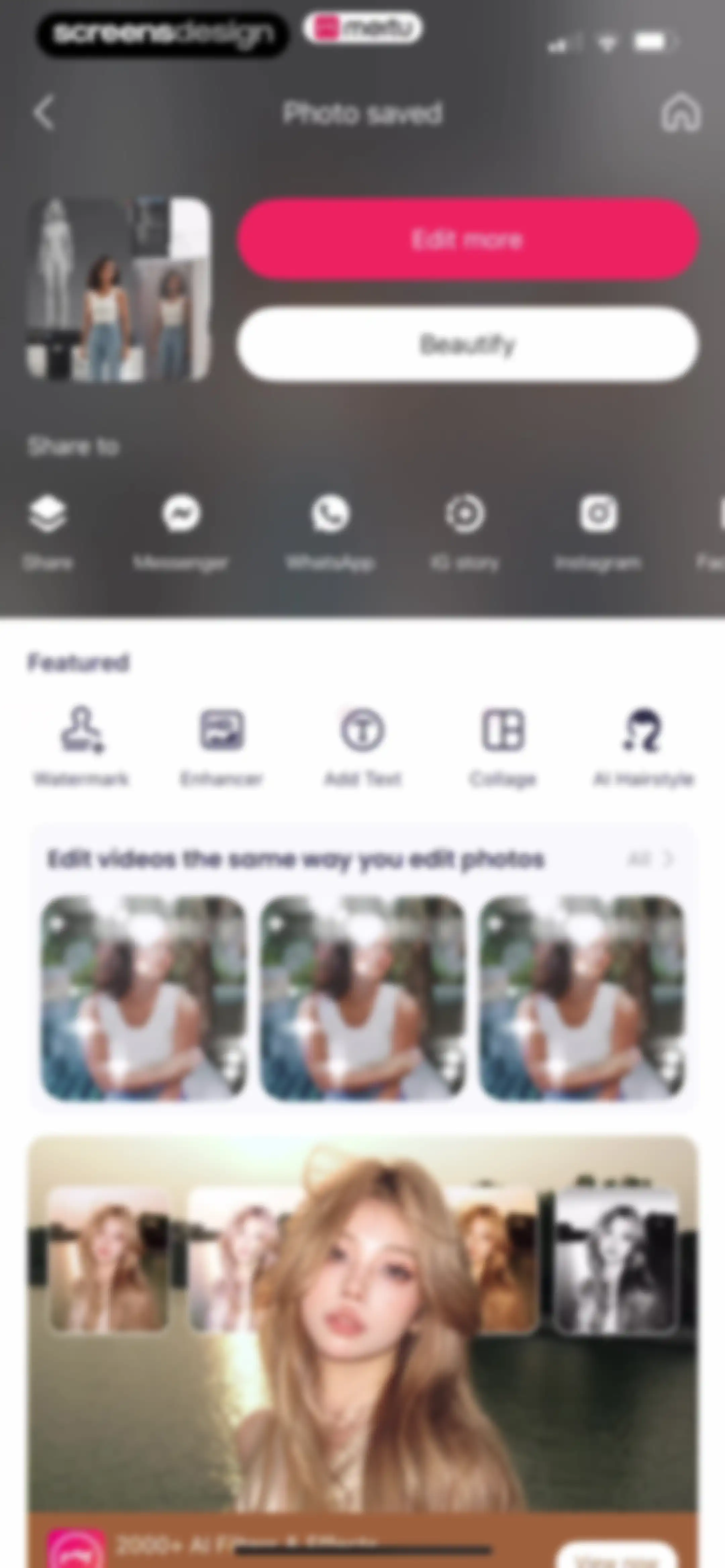 Meitu AI Photo & Video Editor screen 163
