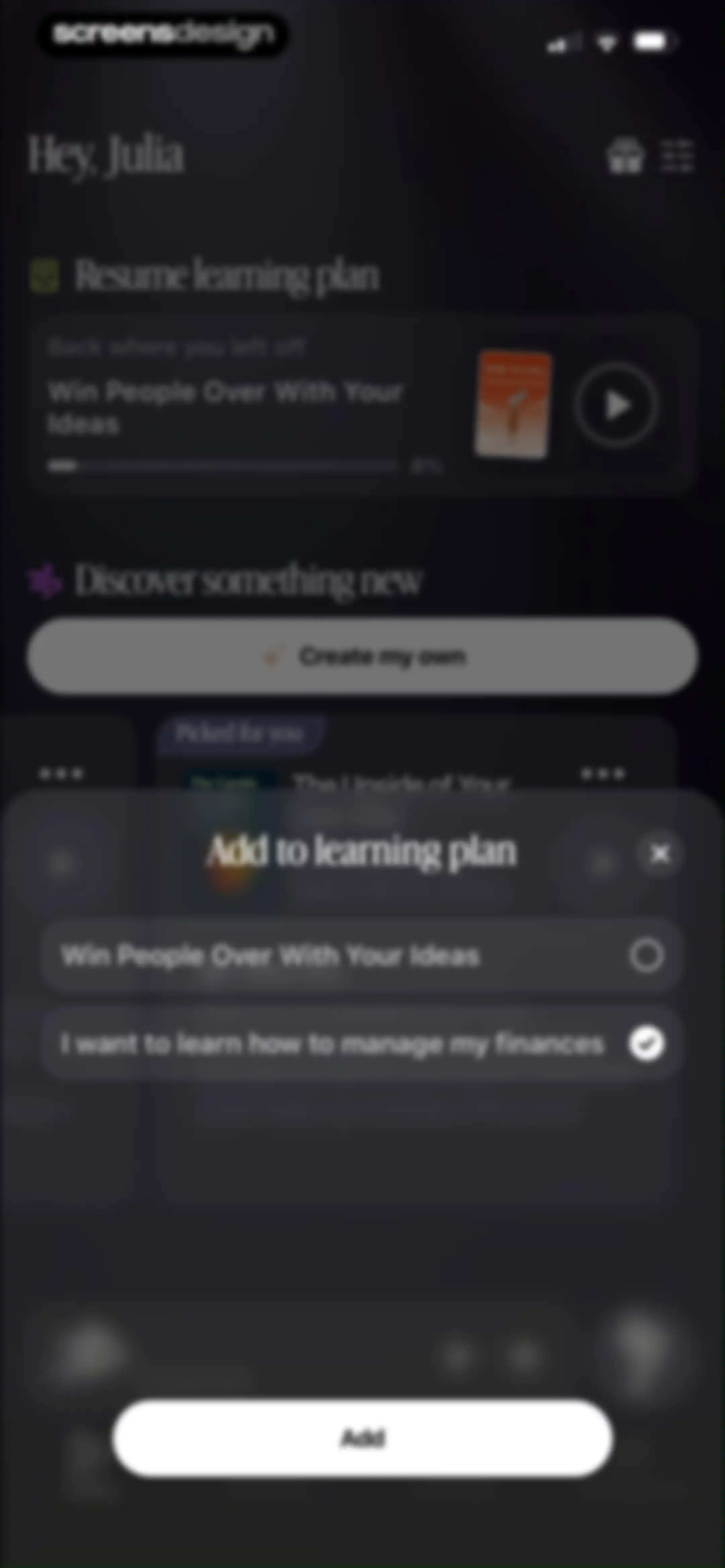 BeFreed: Personalized Learning screen 94