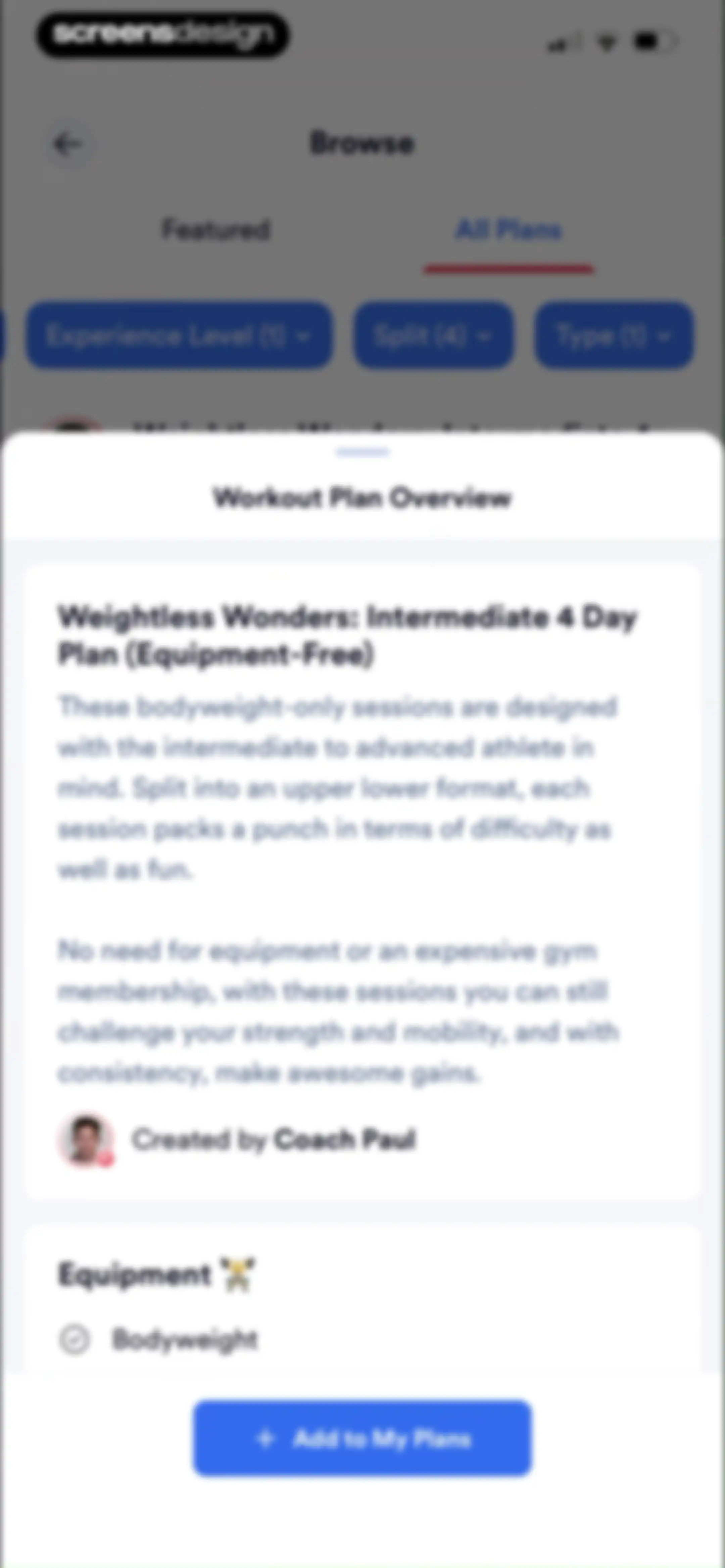 Caliber: Strength Training screen 137