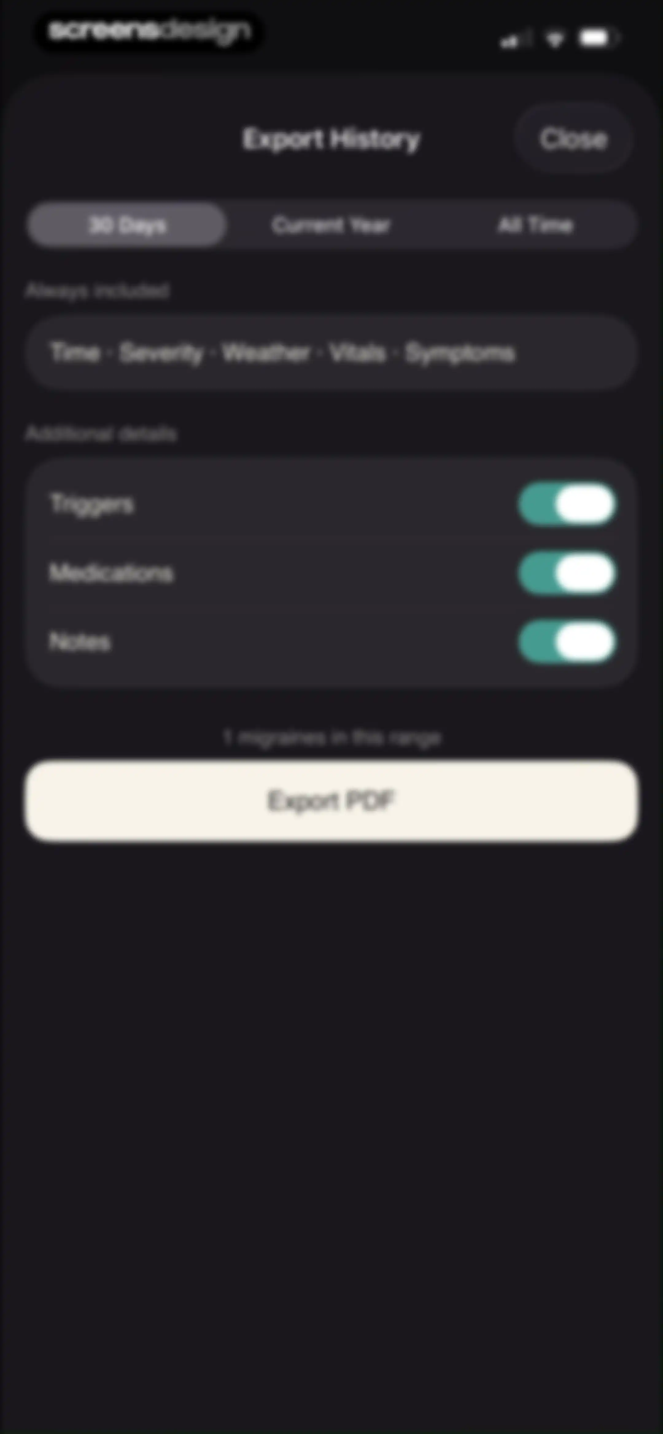 Relief - Migraine Tracker screen 73