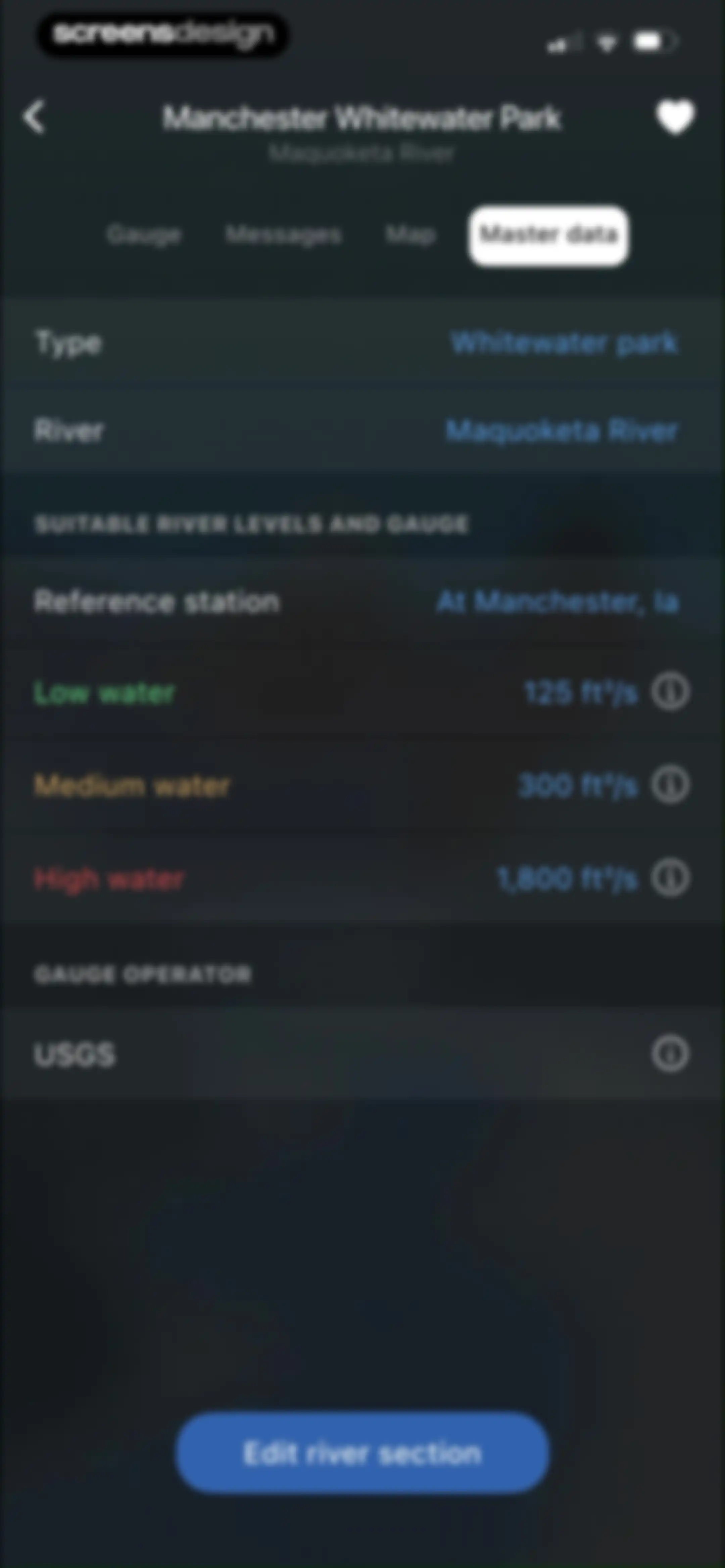 RiverApp - River levels screen 58