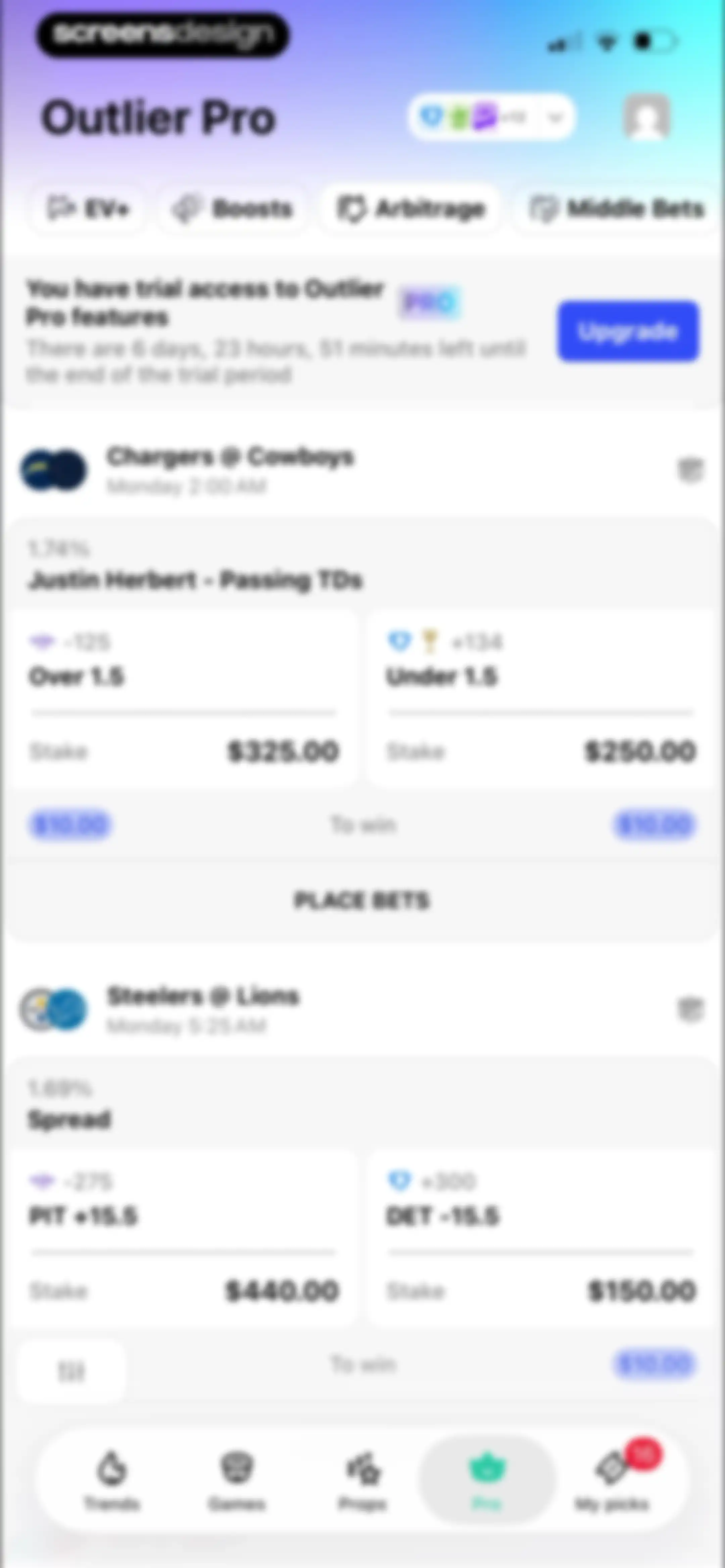 Outlier: Smart Sports Betting screen 102