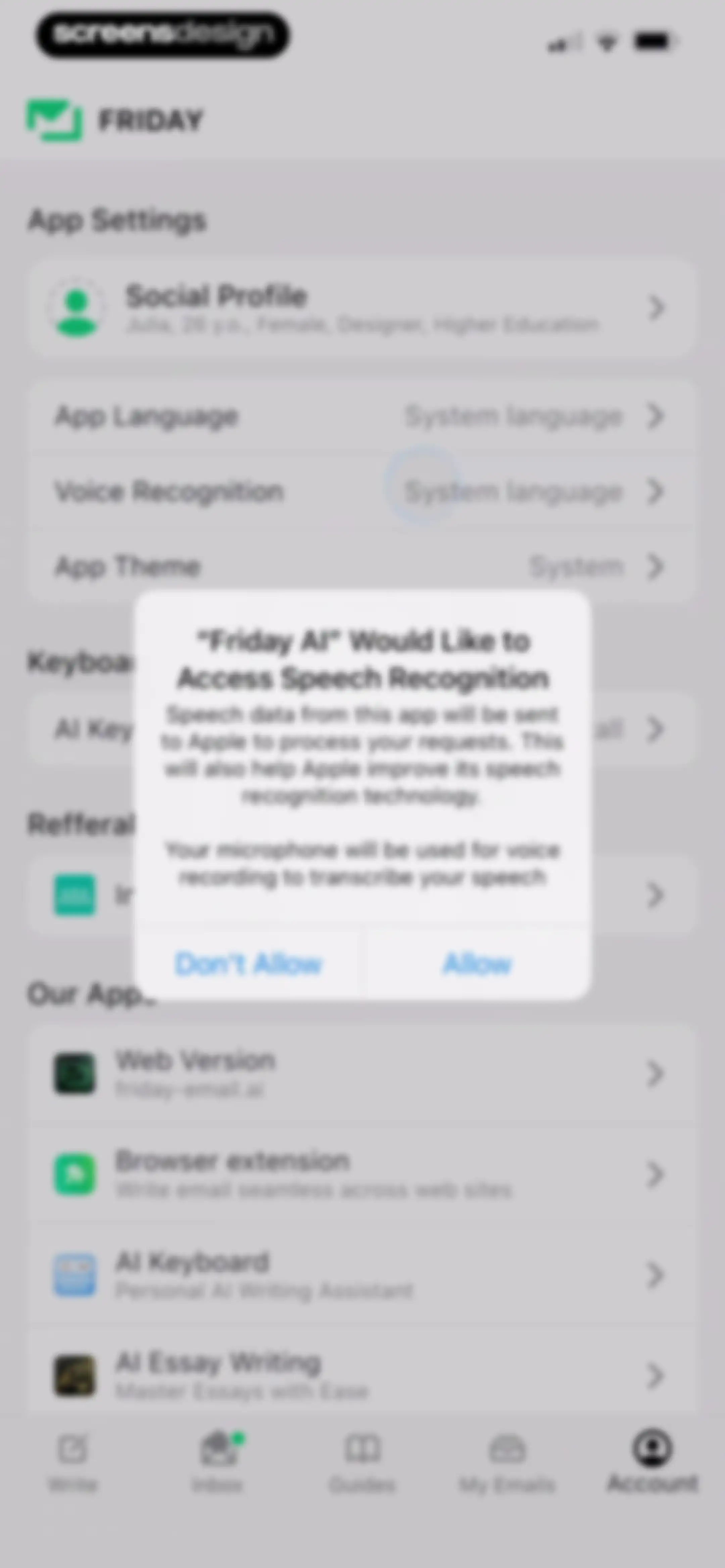 Friday AI Email Writer screen 85