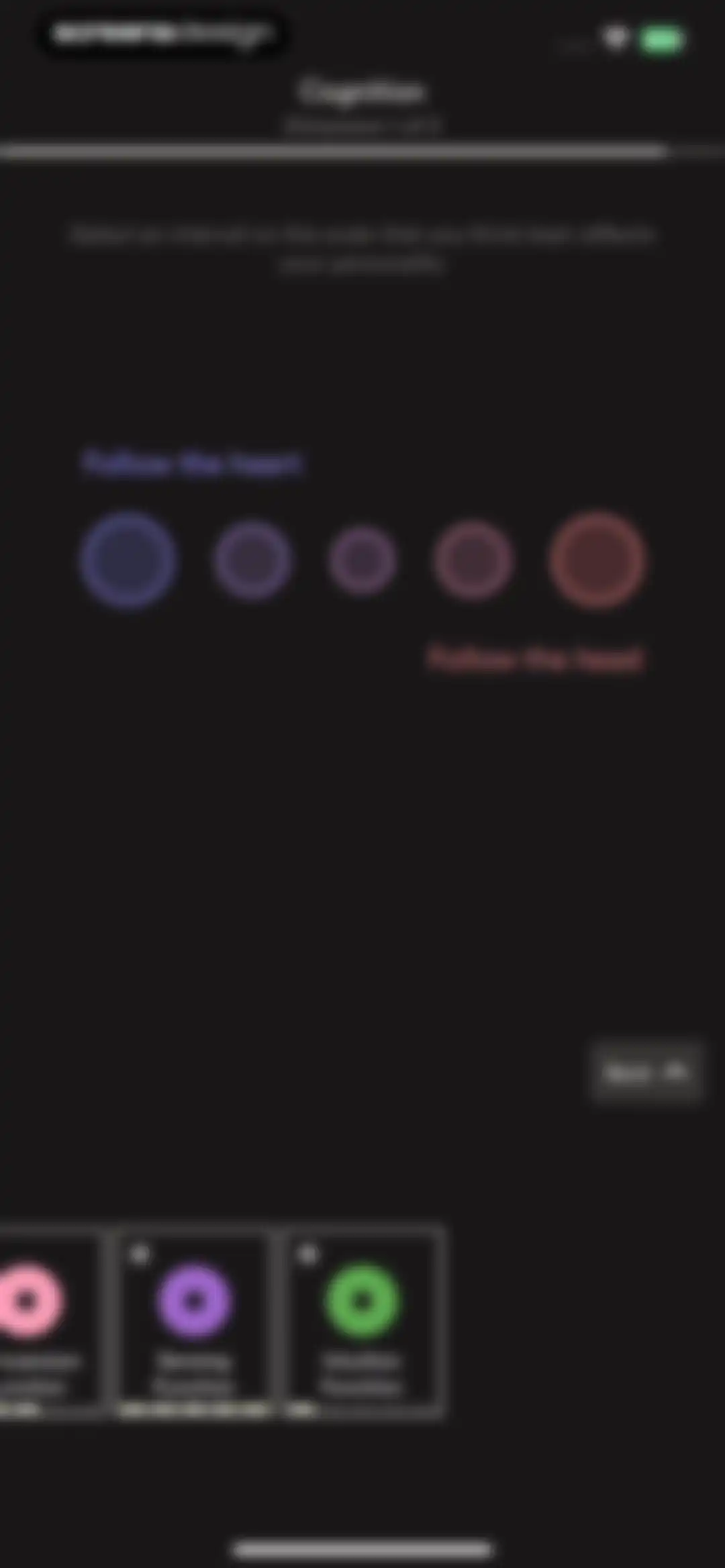 Dimensional: Personality Test screen 43