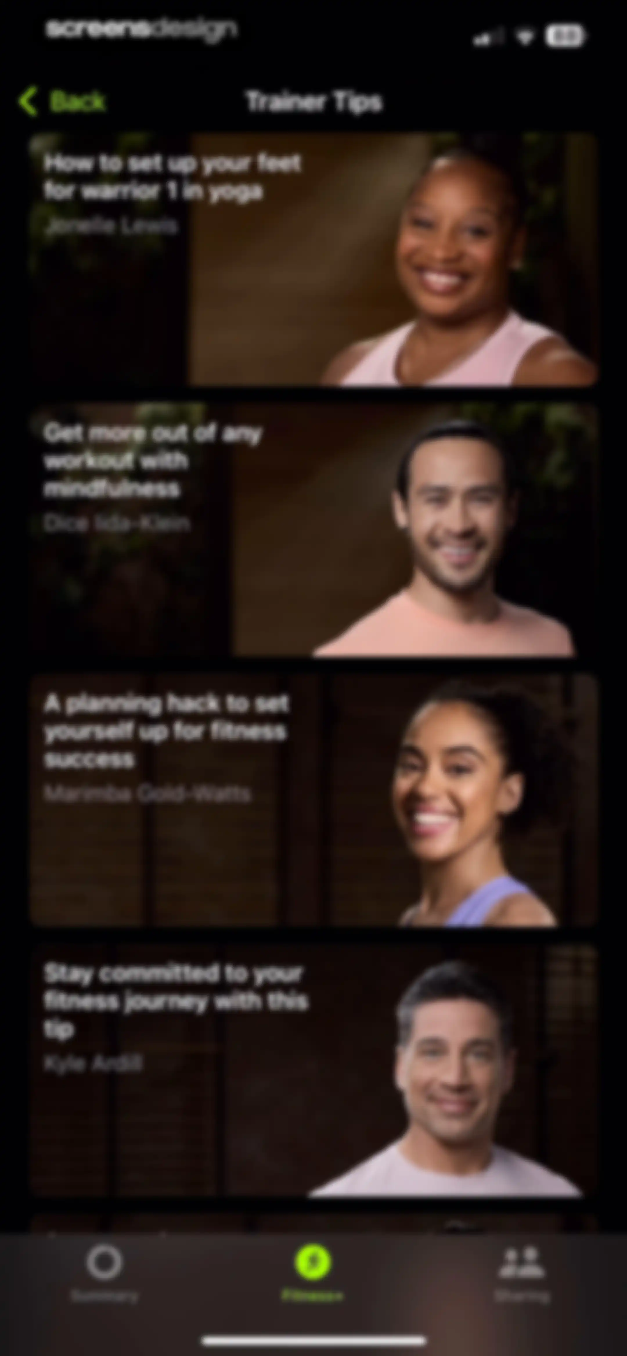 Apple Fitness screen 122
