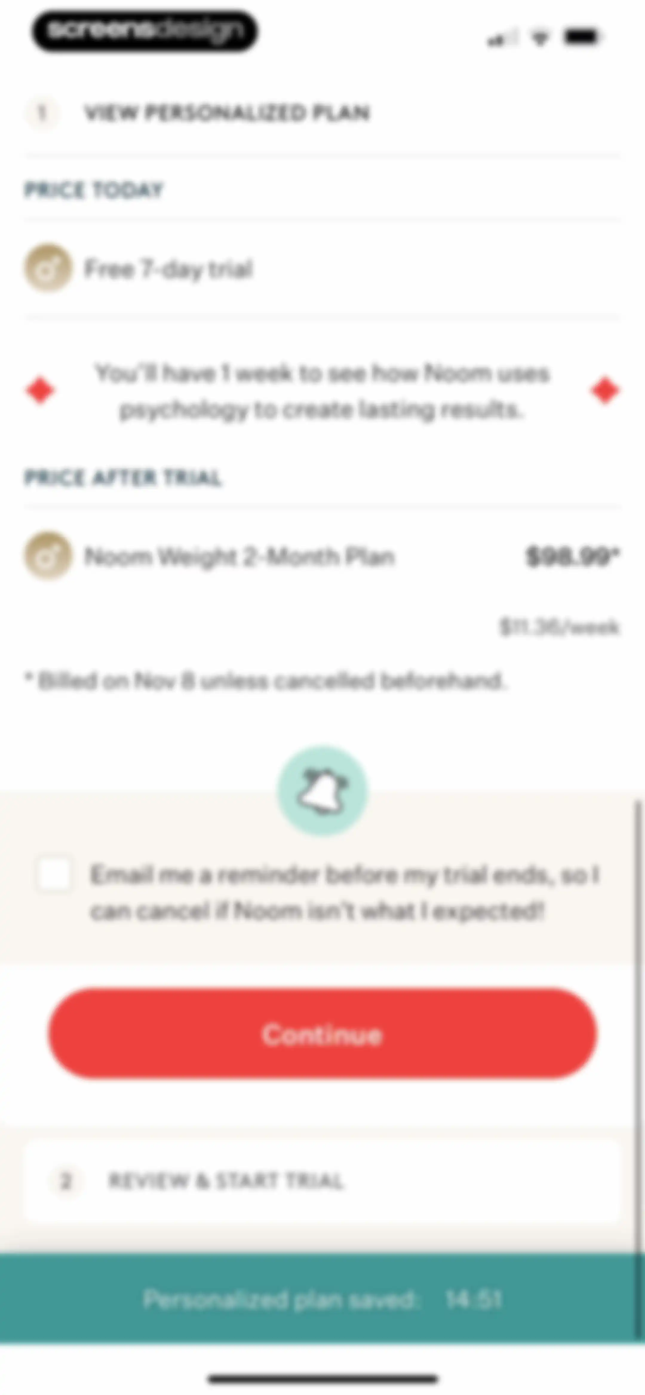Noom Weight Loss, Food Tracker screen 107