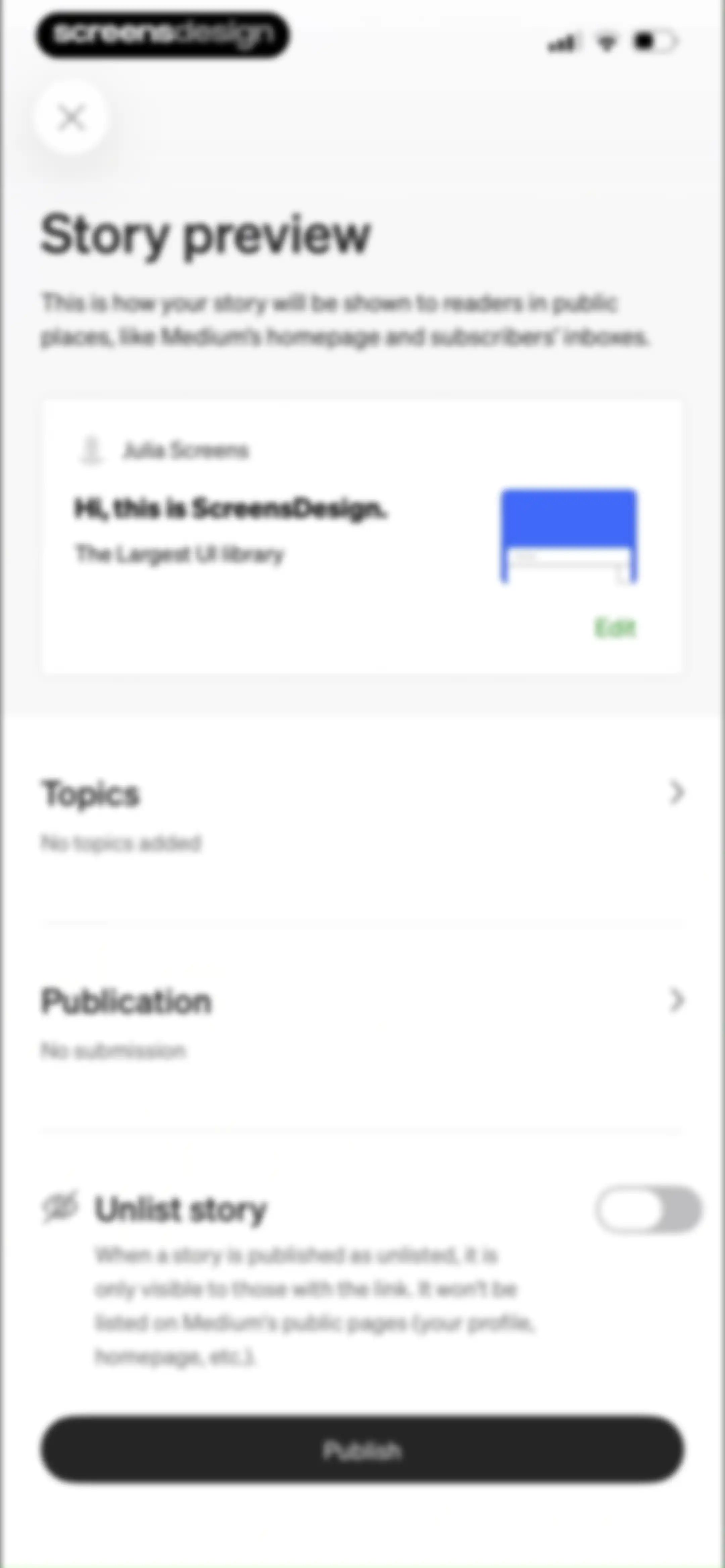 Medium: Read & Write Stories screen 47