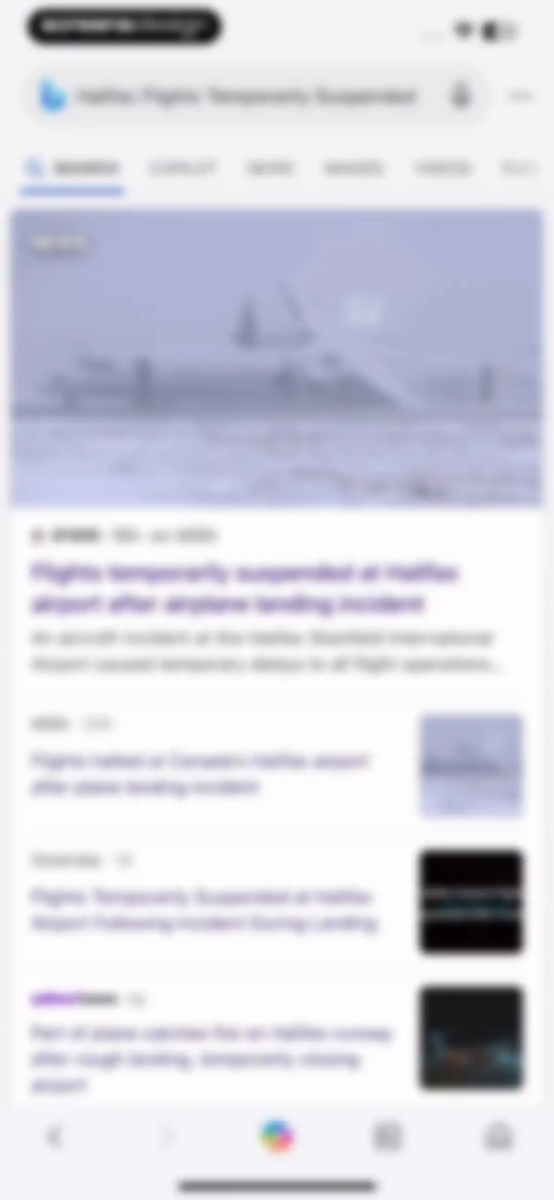 Microsoft Bing Search screen 170