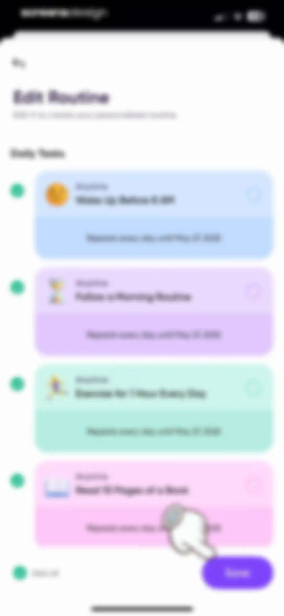 Me+ Lifestyle Routine screen 119