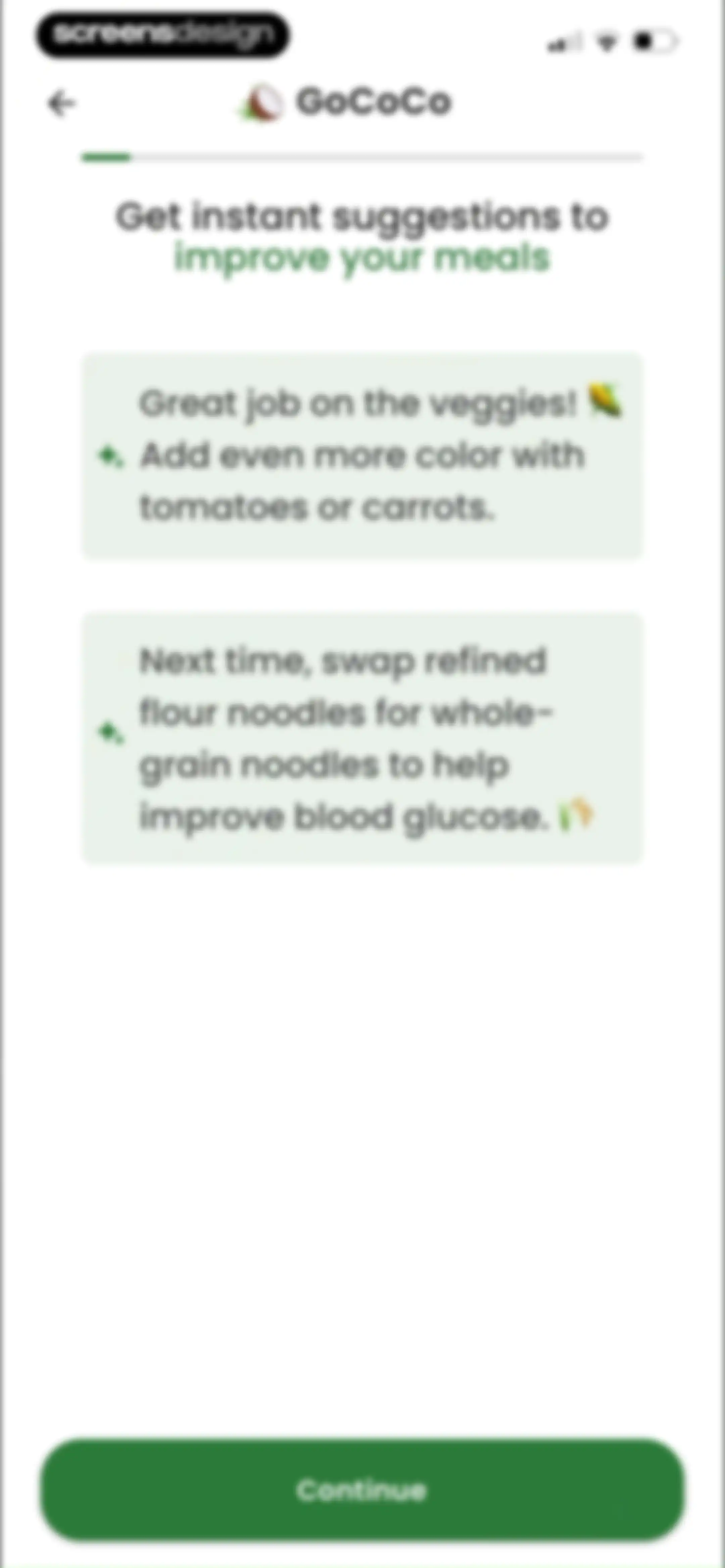 Diabetes food tracker - Gococo screen 7