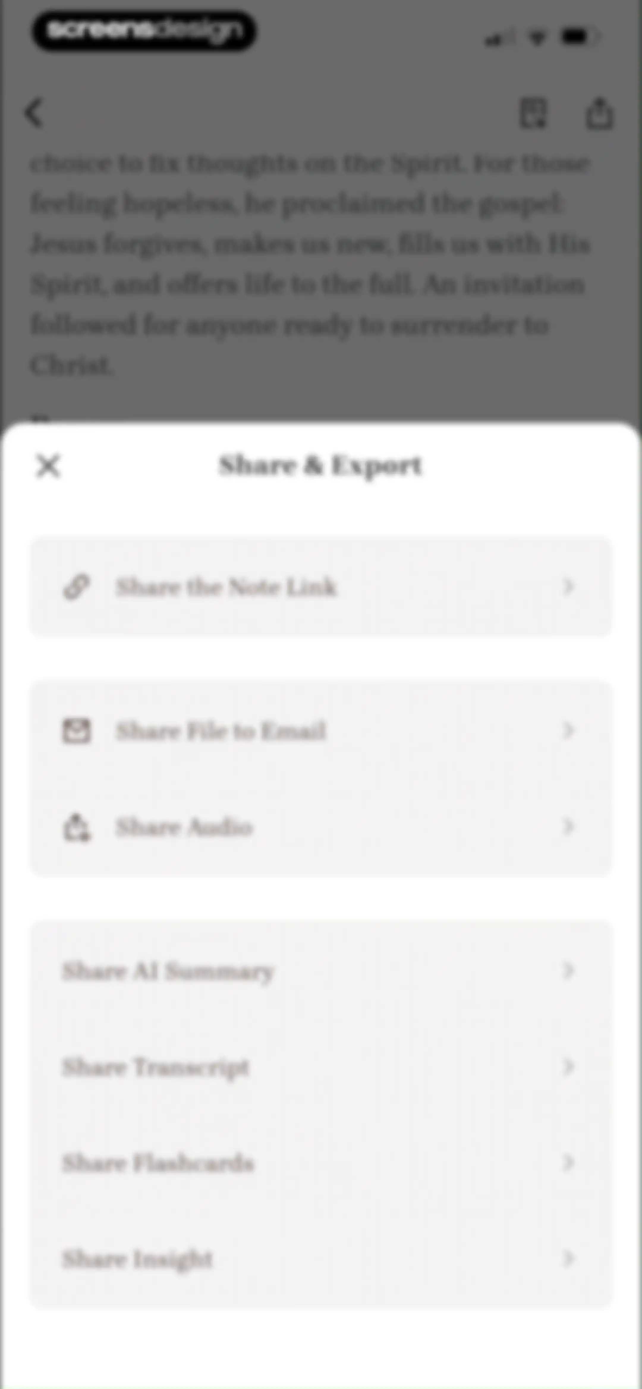Bible Note: Sermon Notes screen 45