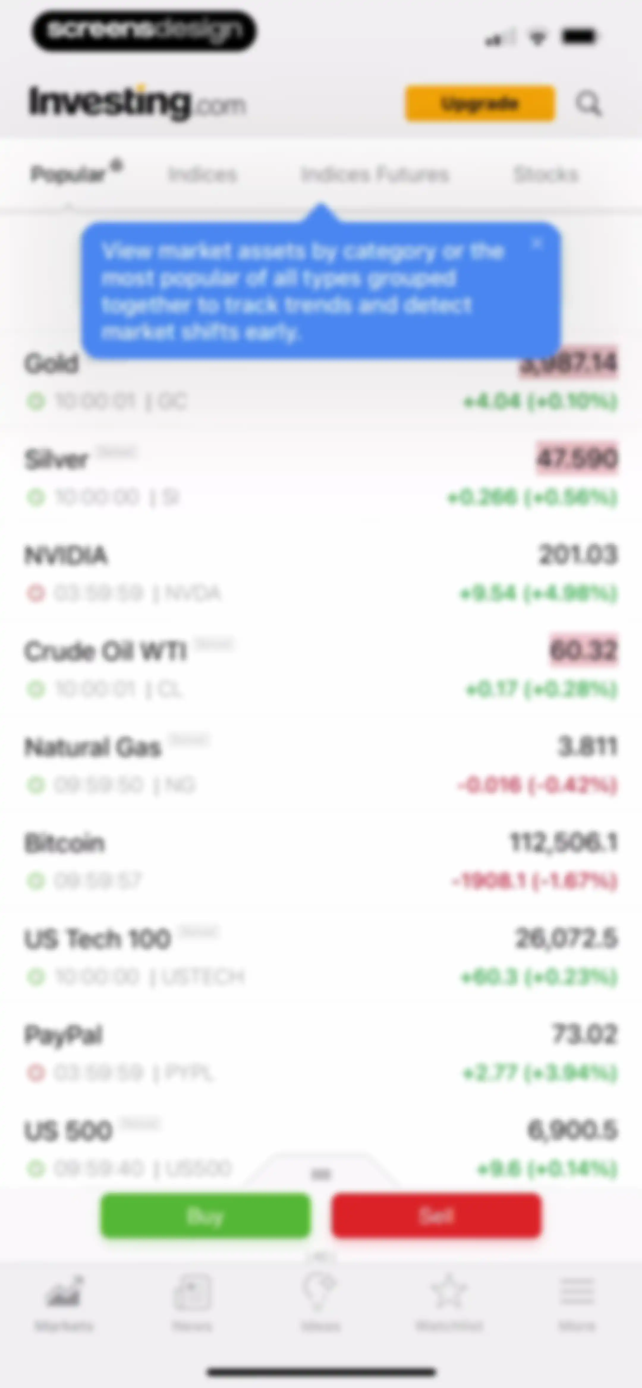 Investing.com: Stock Market screen 10