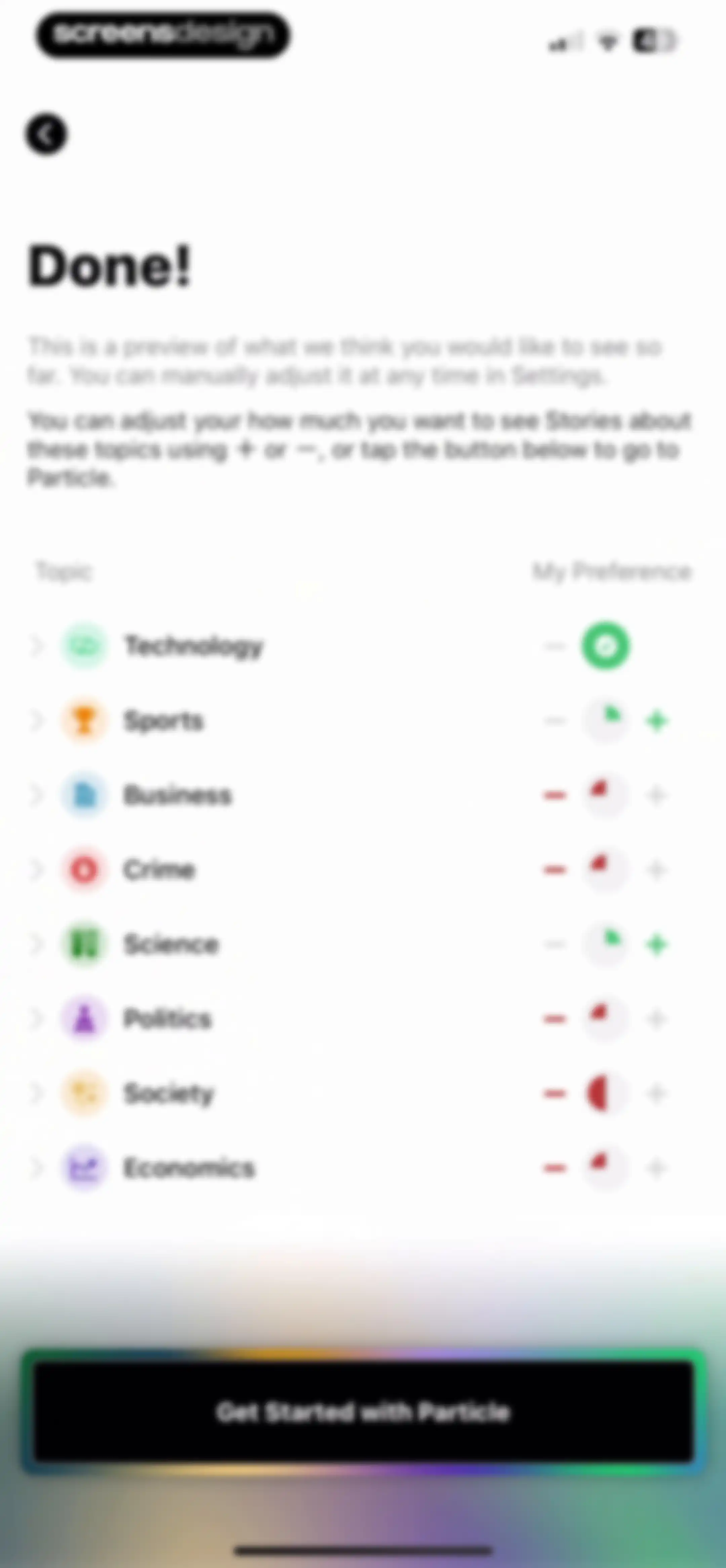 Particle: Personalized News screen 145