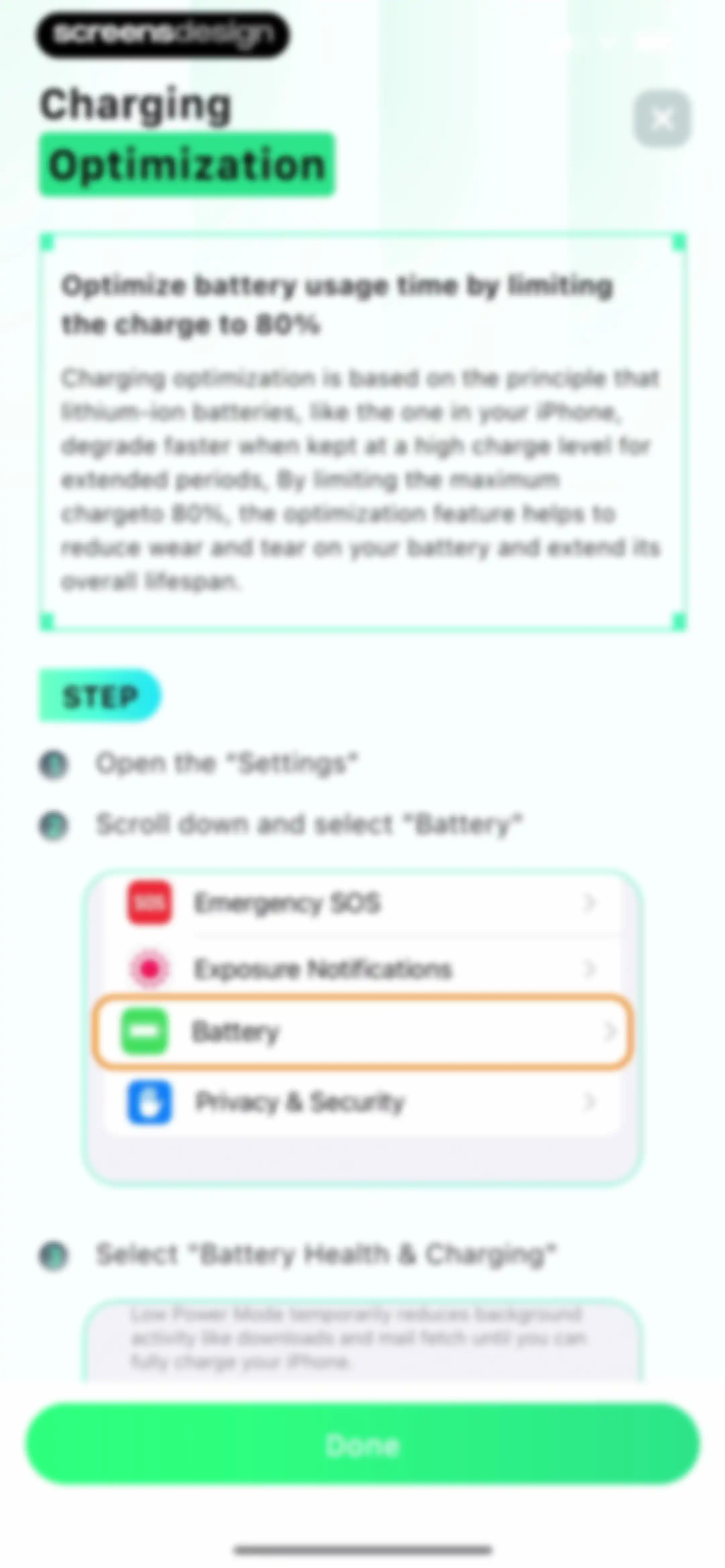 Device Care: Storage & Battery screen 35