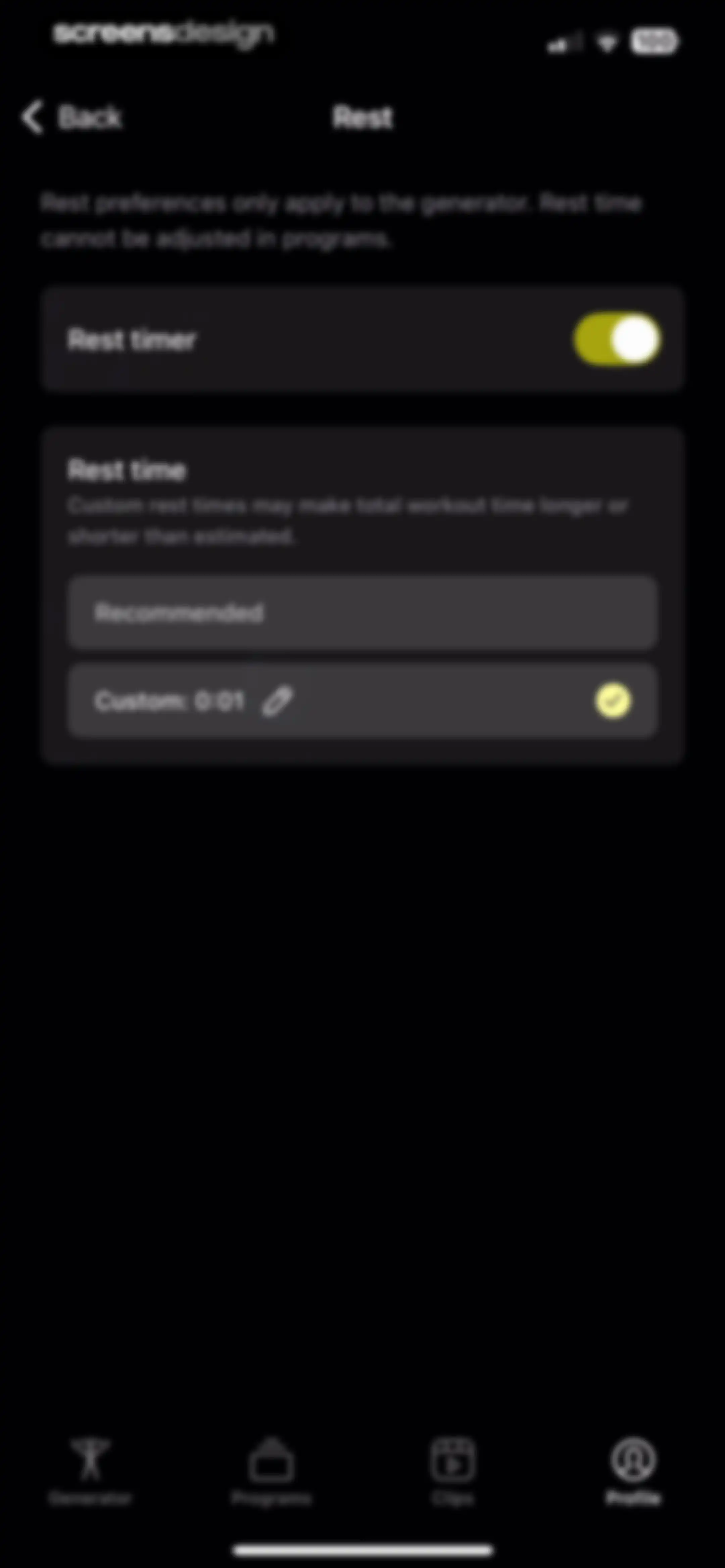 Peloton Strength+ screen 152