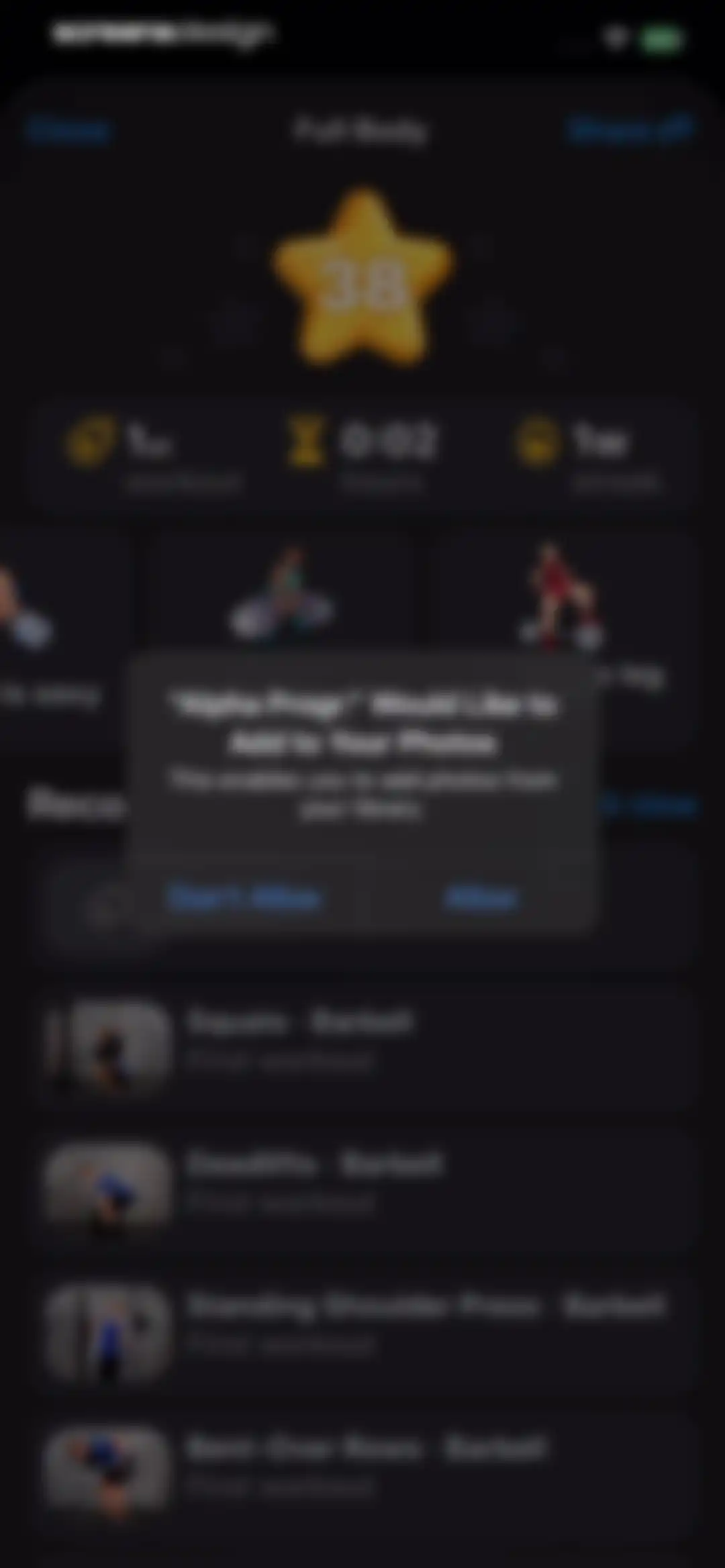 Gym Workout Alpha Progression screen 51