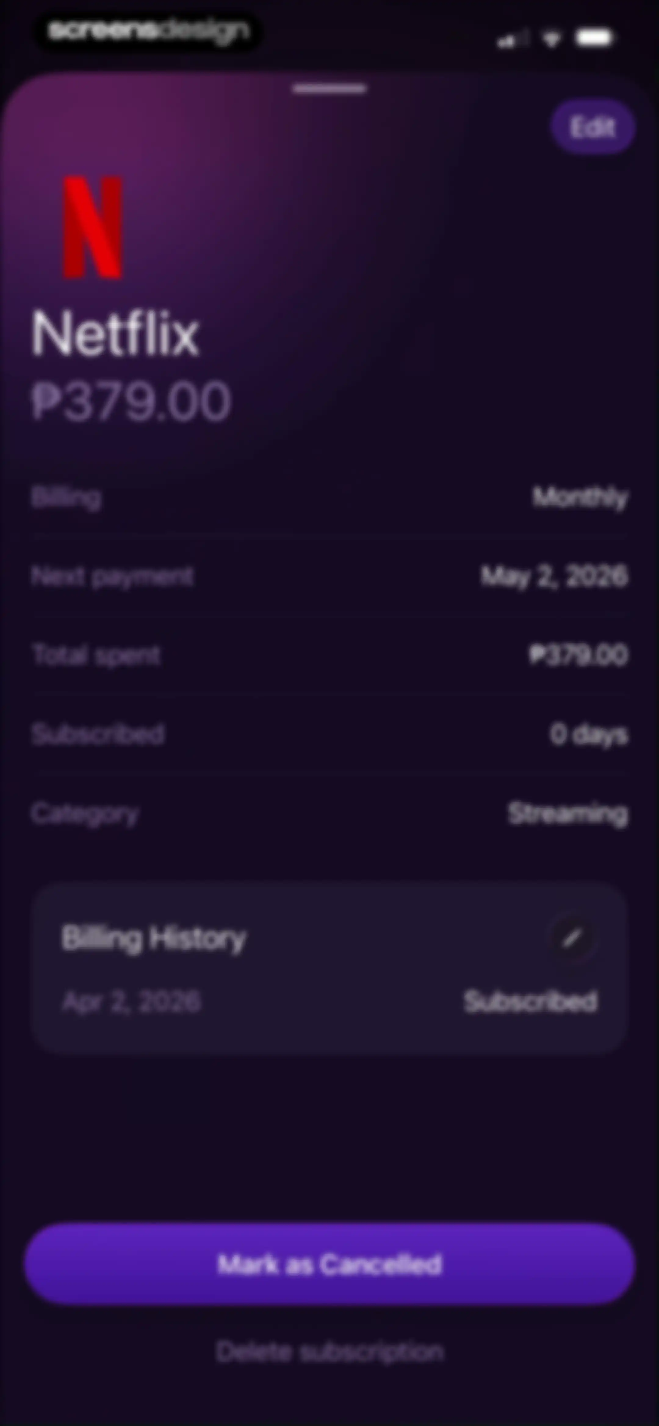 Subscription Manager: Orbit screen 10