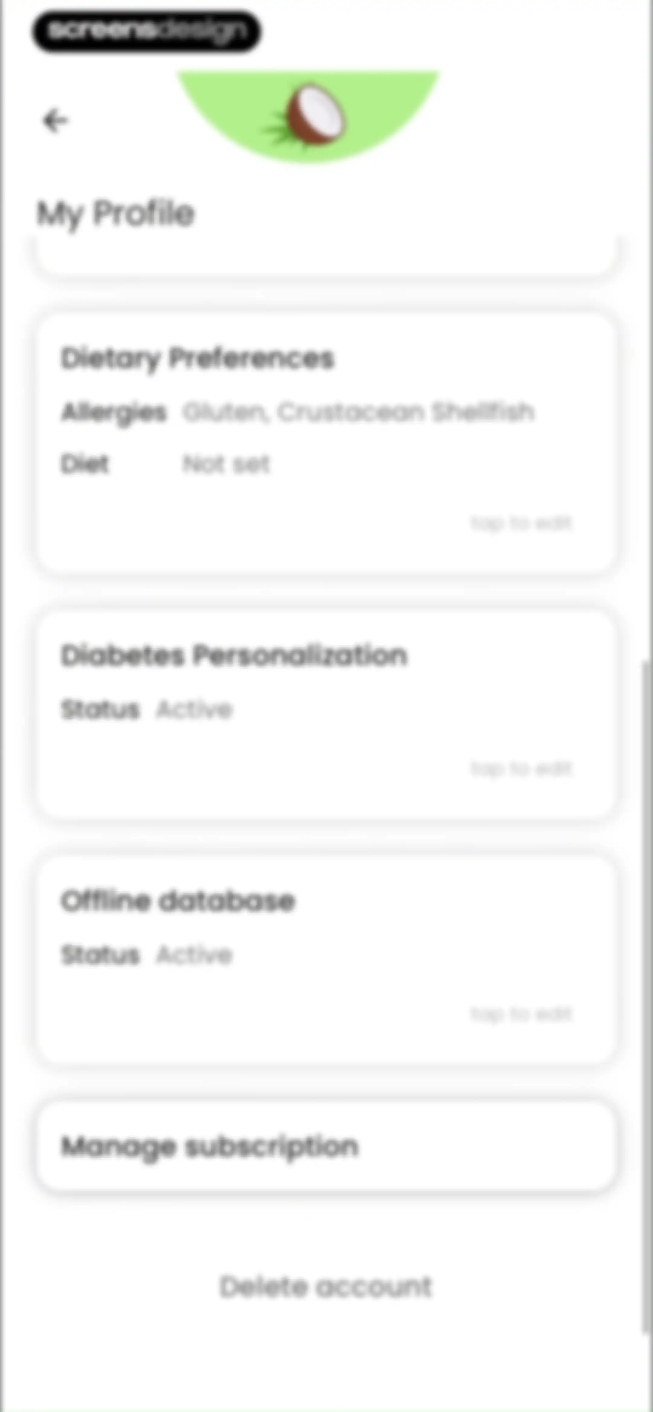 Diabetes food tracker - Gococo screen 149