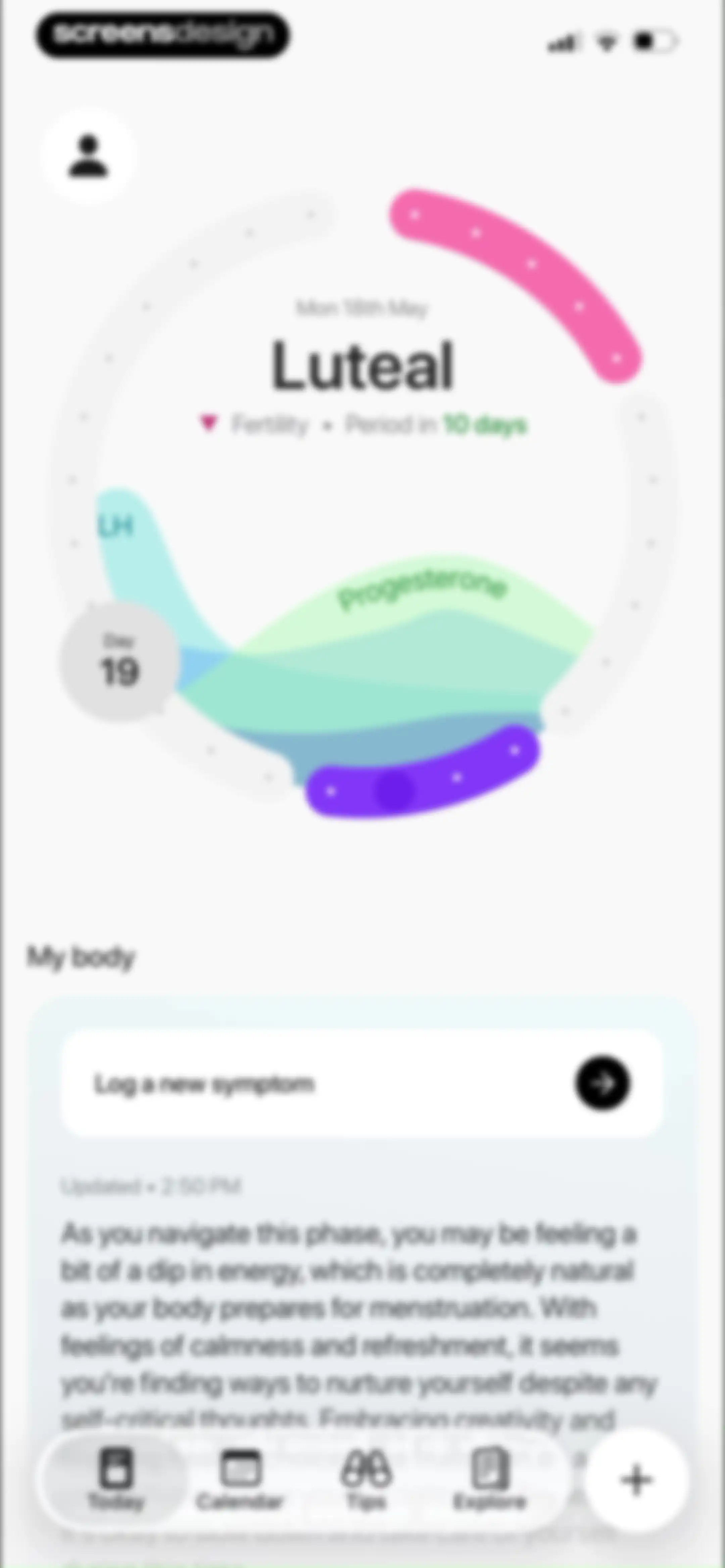Harmony: Cycle Syncing, Period screen 100