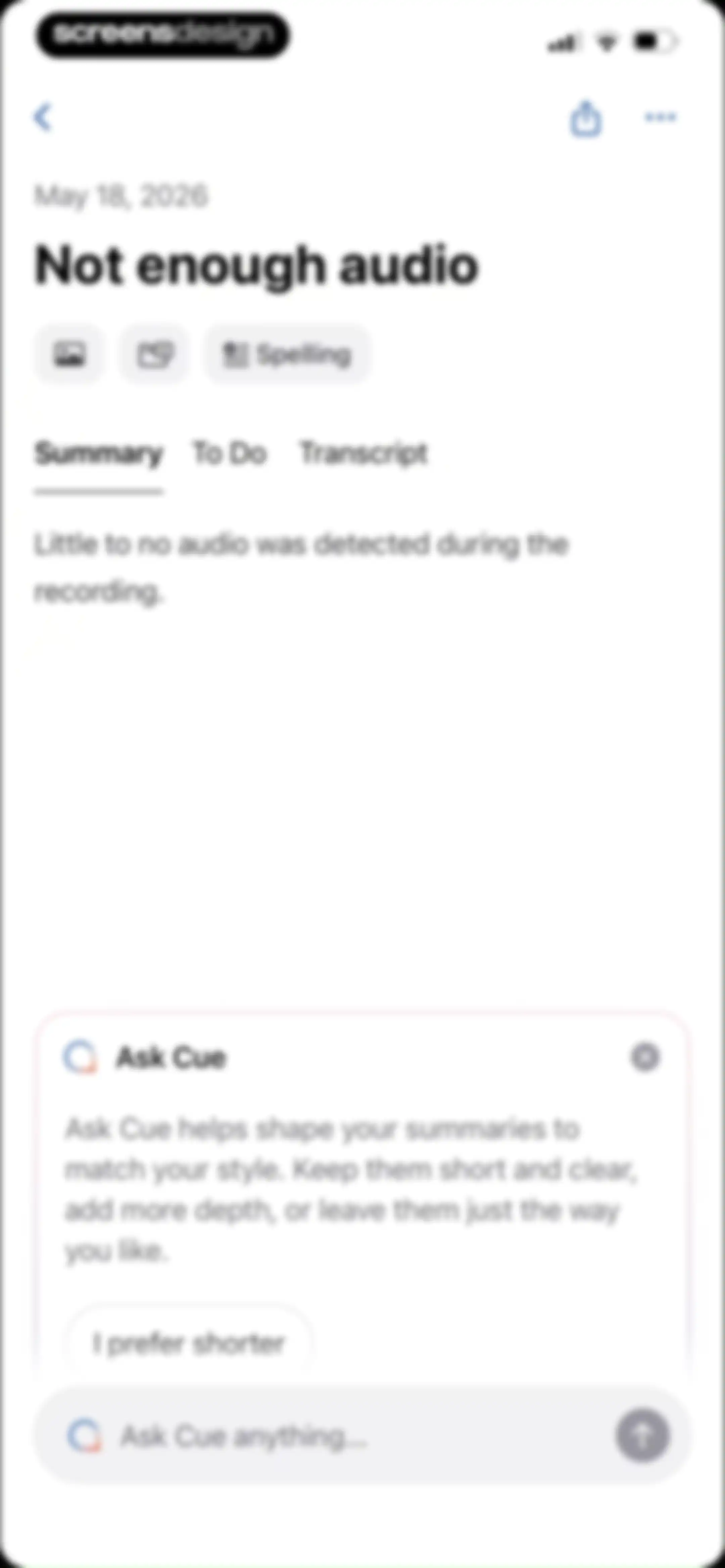 Cue: AI Note Taker & Recorder screen 45