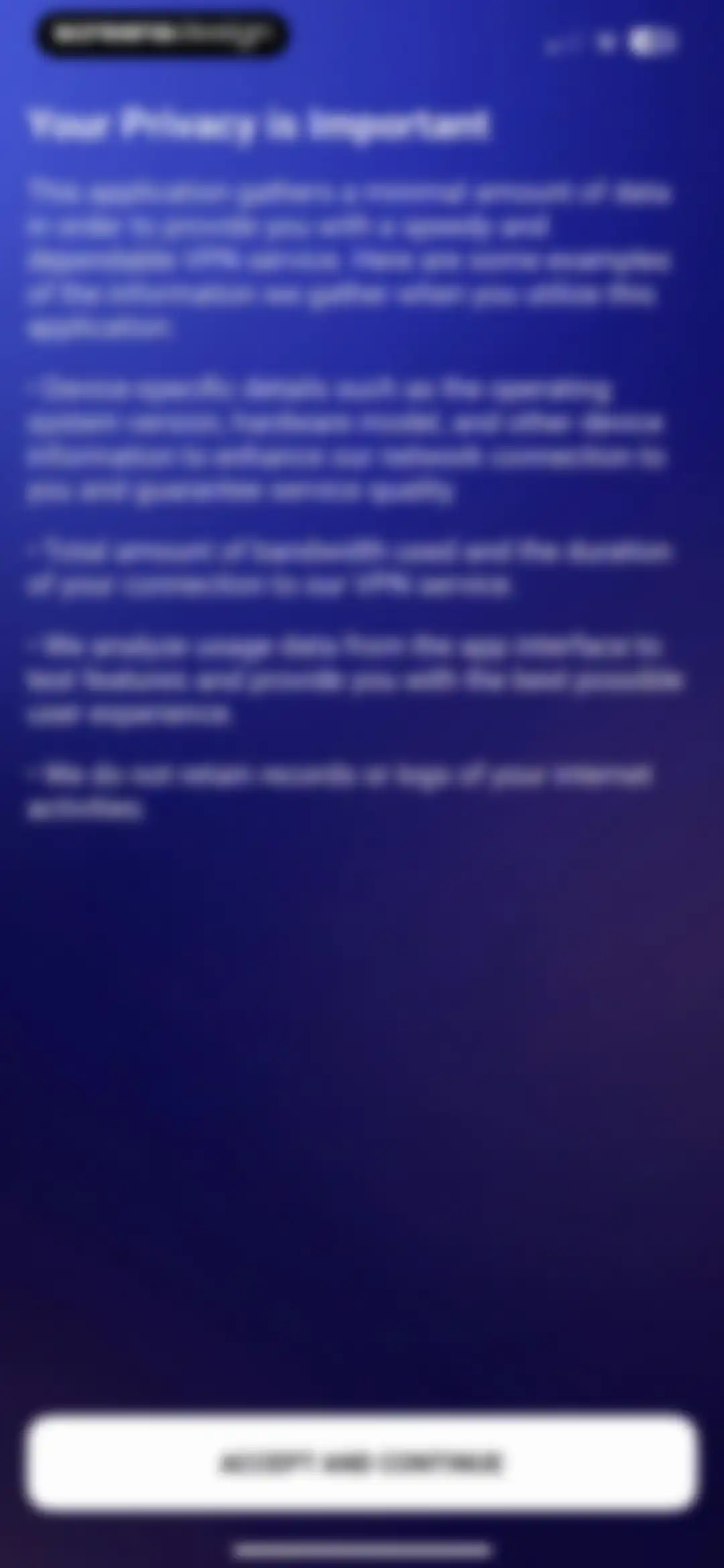 Private VPN Proxy - Easy Start screen 1
