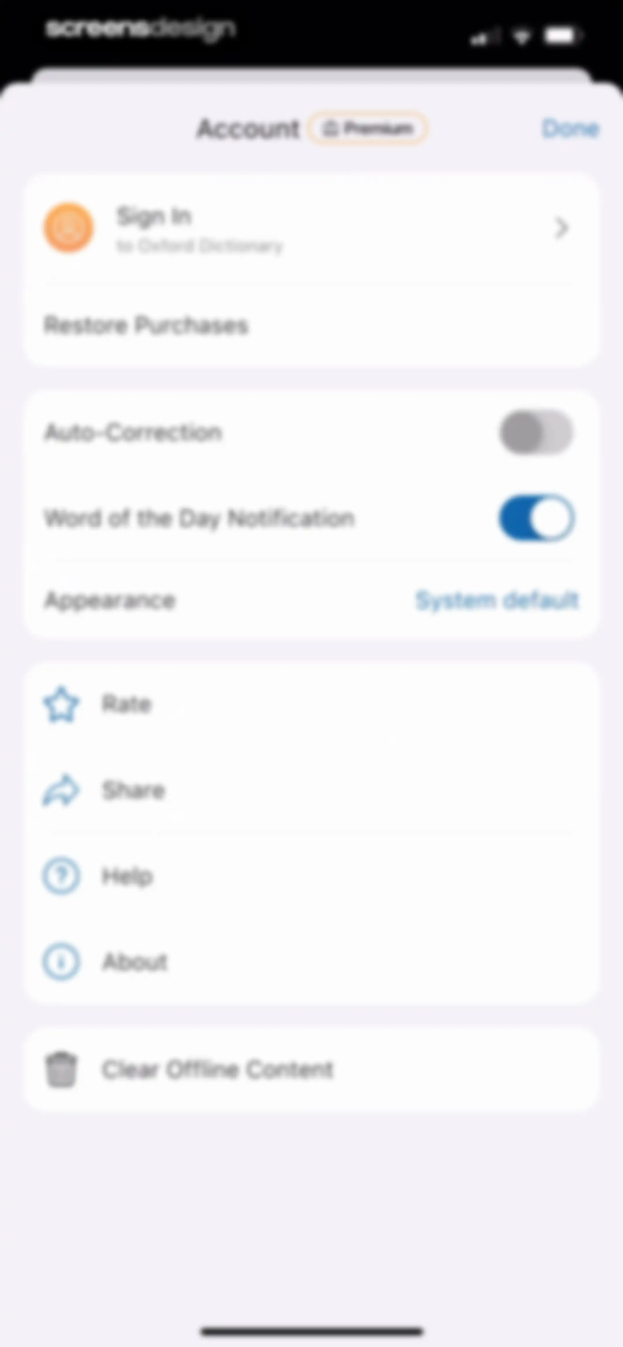Oxford Dictionary & Thesaurus screen 56