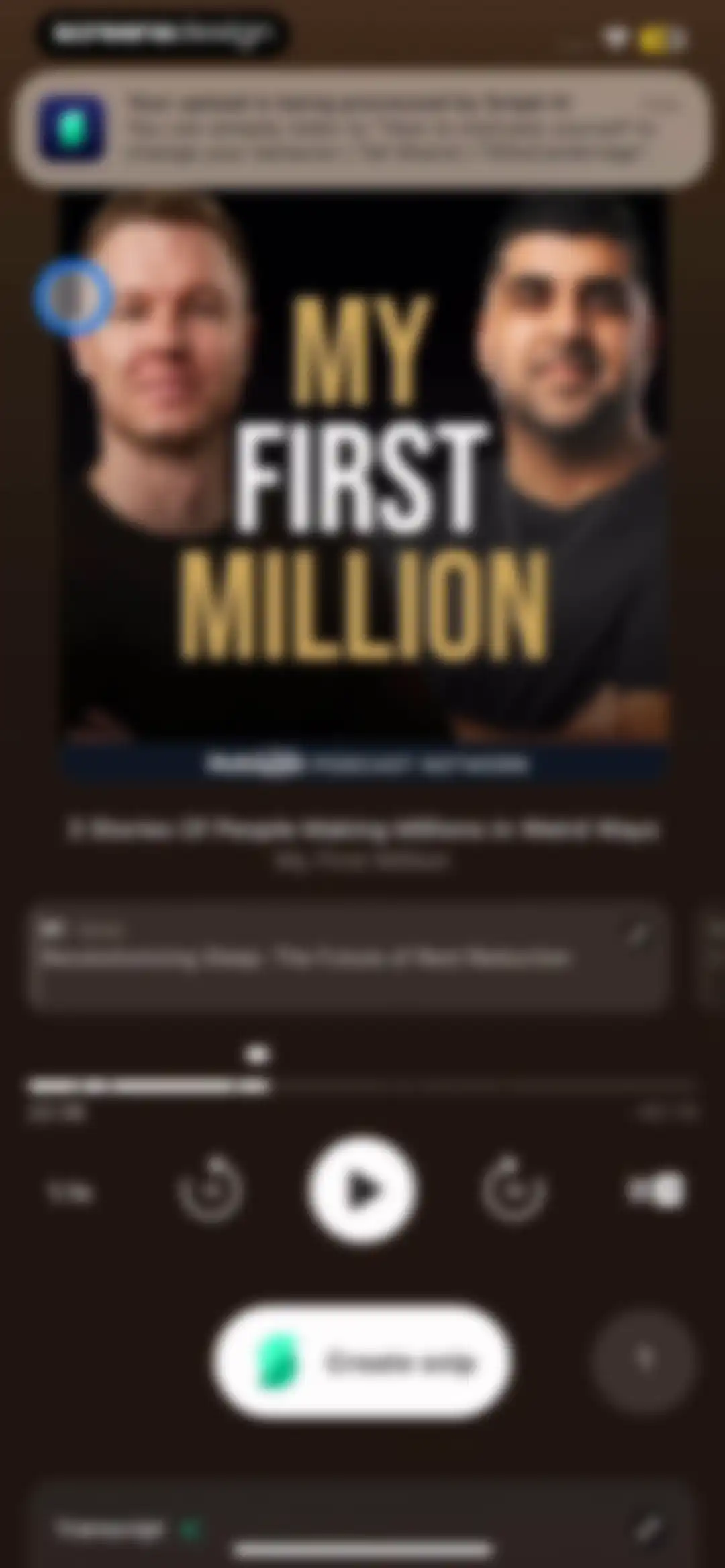 Snipd | AI Podcast Player screen 104