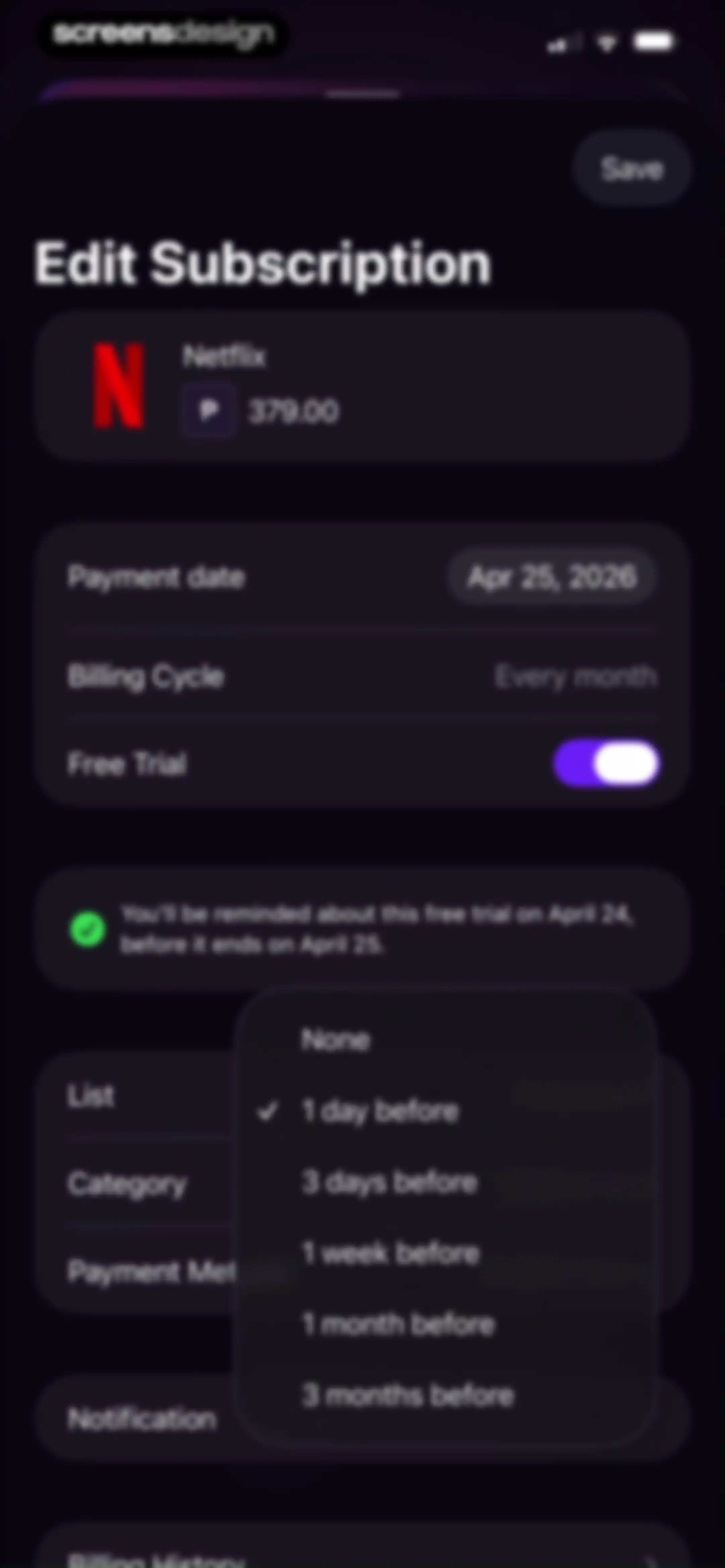 Subscription Manager: Orbit screen 19