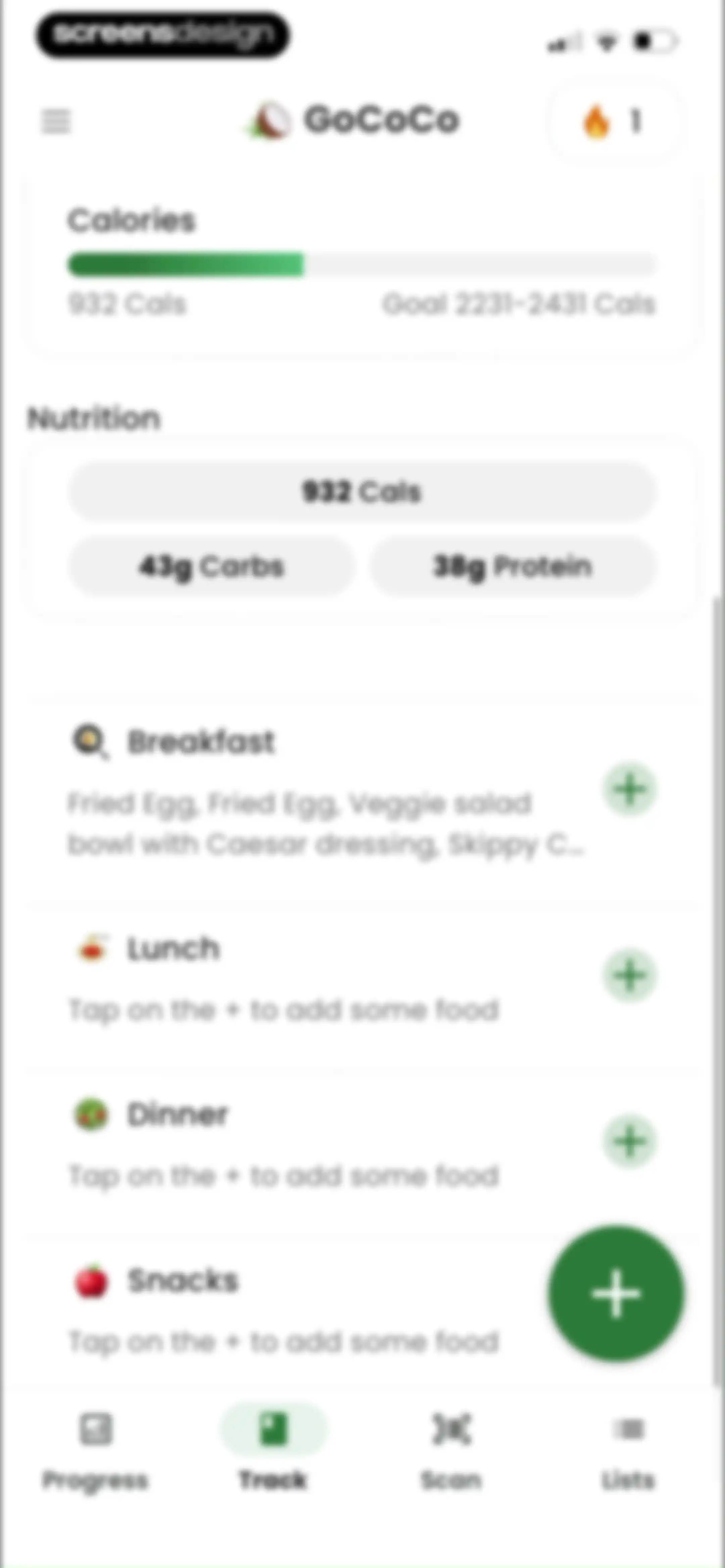 Diabetes food tracker - Gococo screen 89