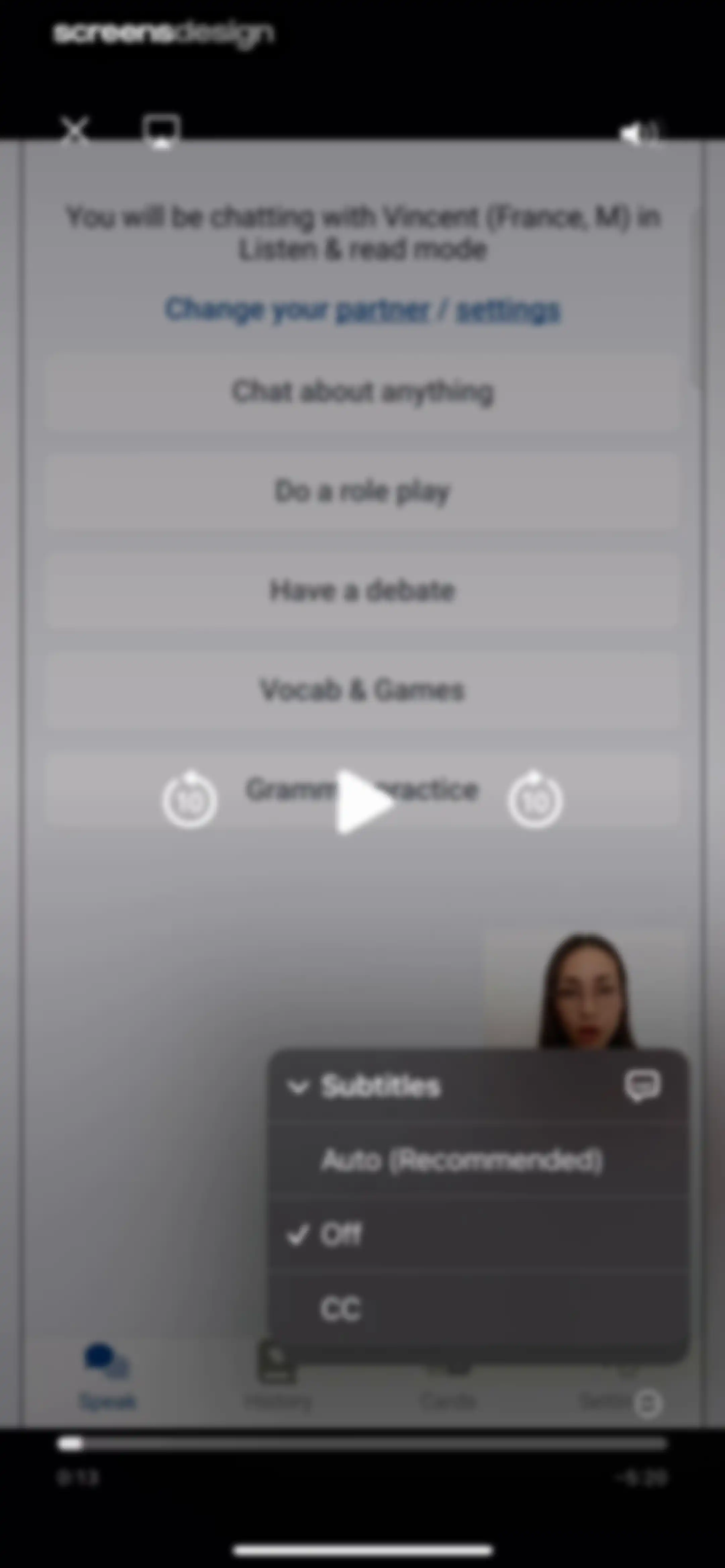 Langua: AI language learning screen 21