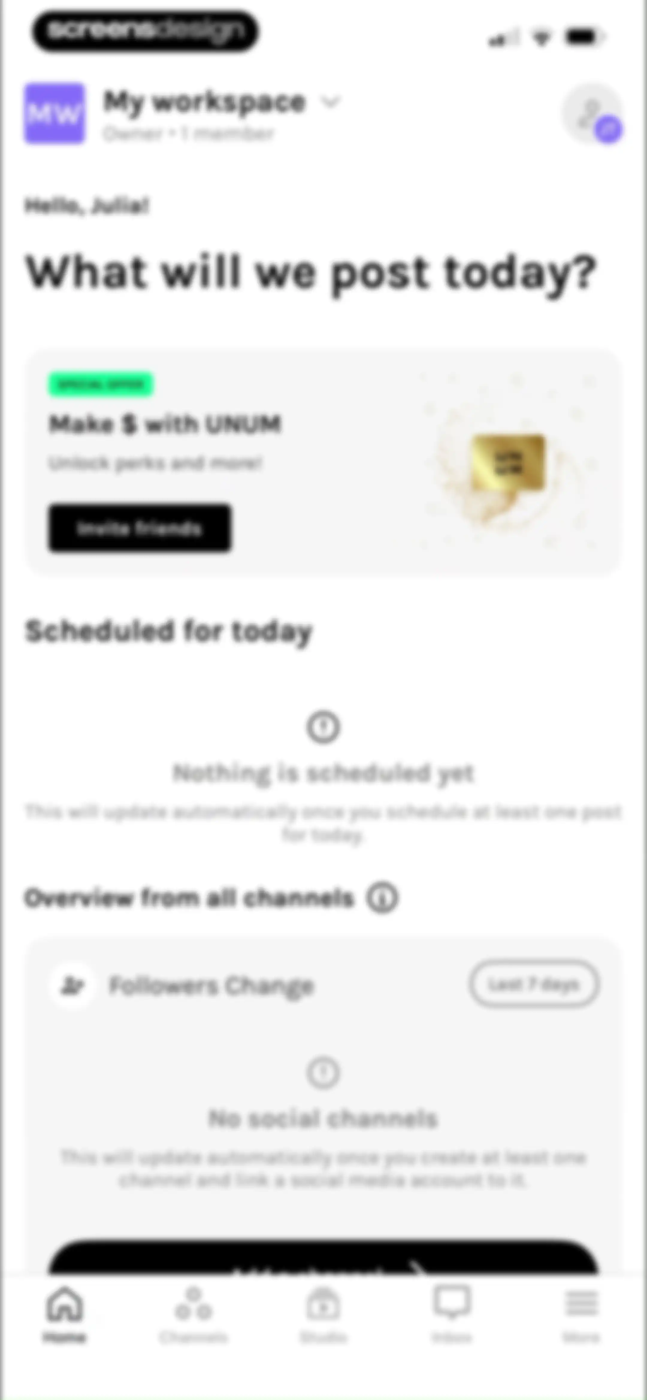 UNUM — Layout & Feed Preview screen 120