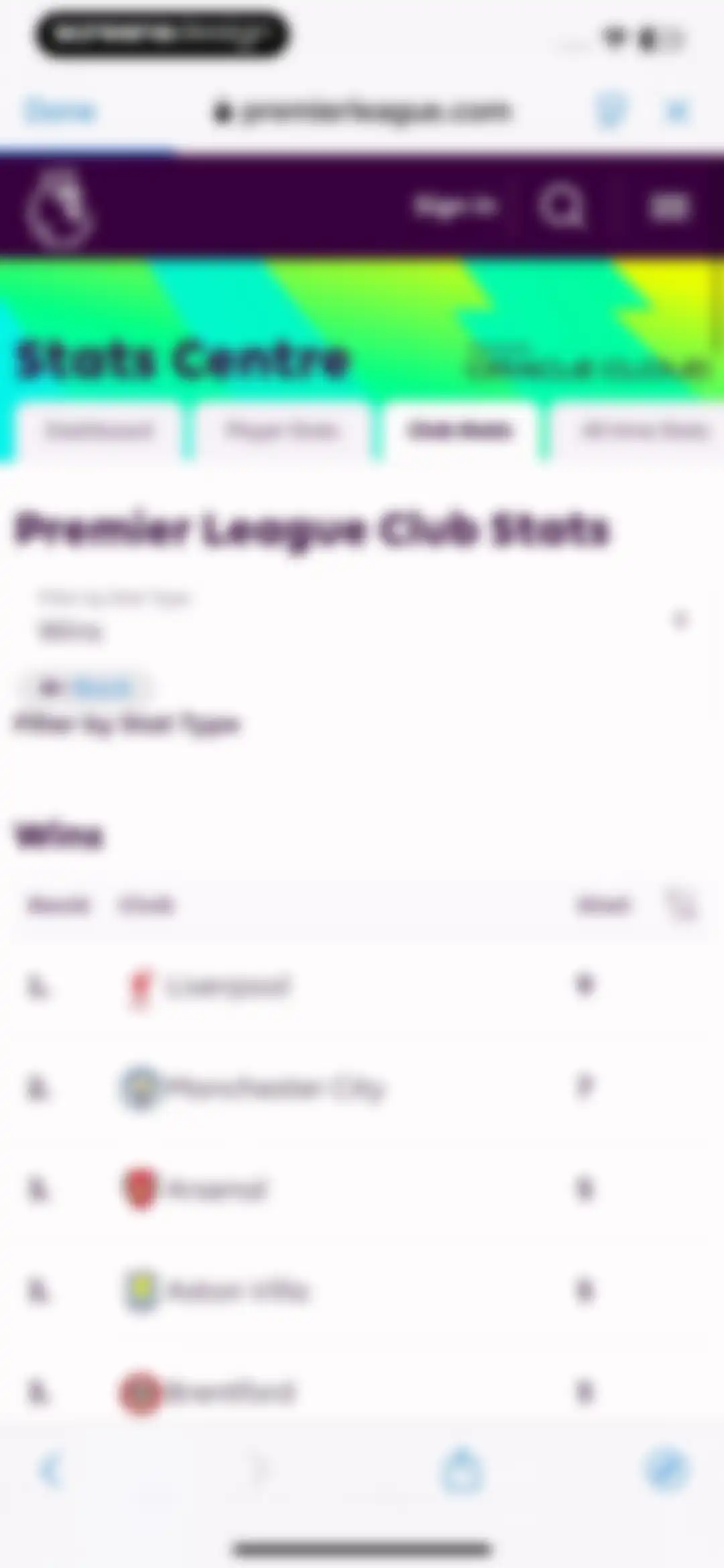 Premier League - Scores, News screen 112