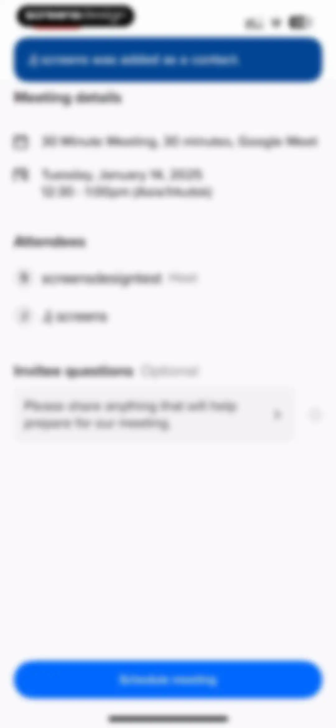Calendly Mobile screen 32
