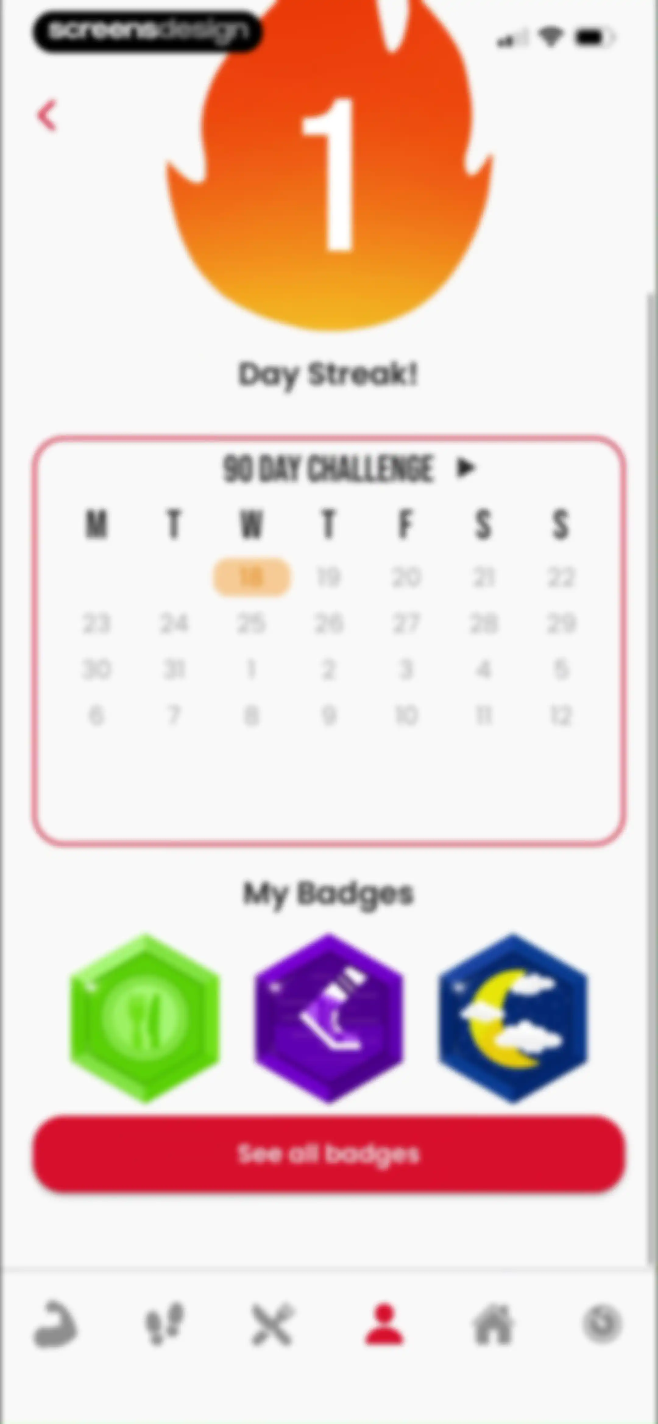 90 Day Challenge screen 118