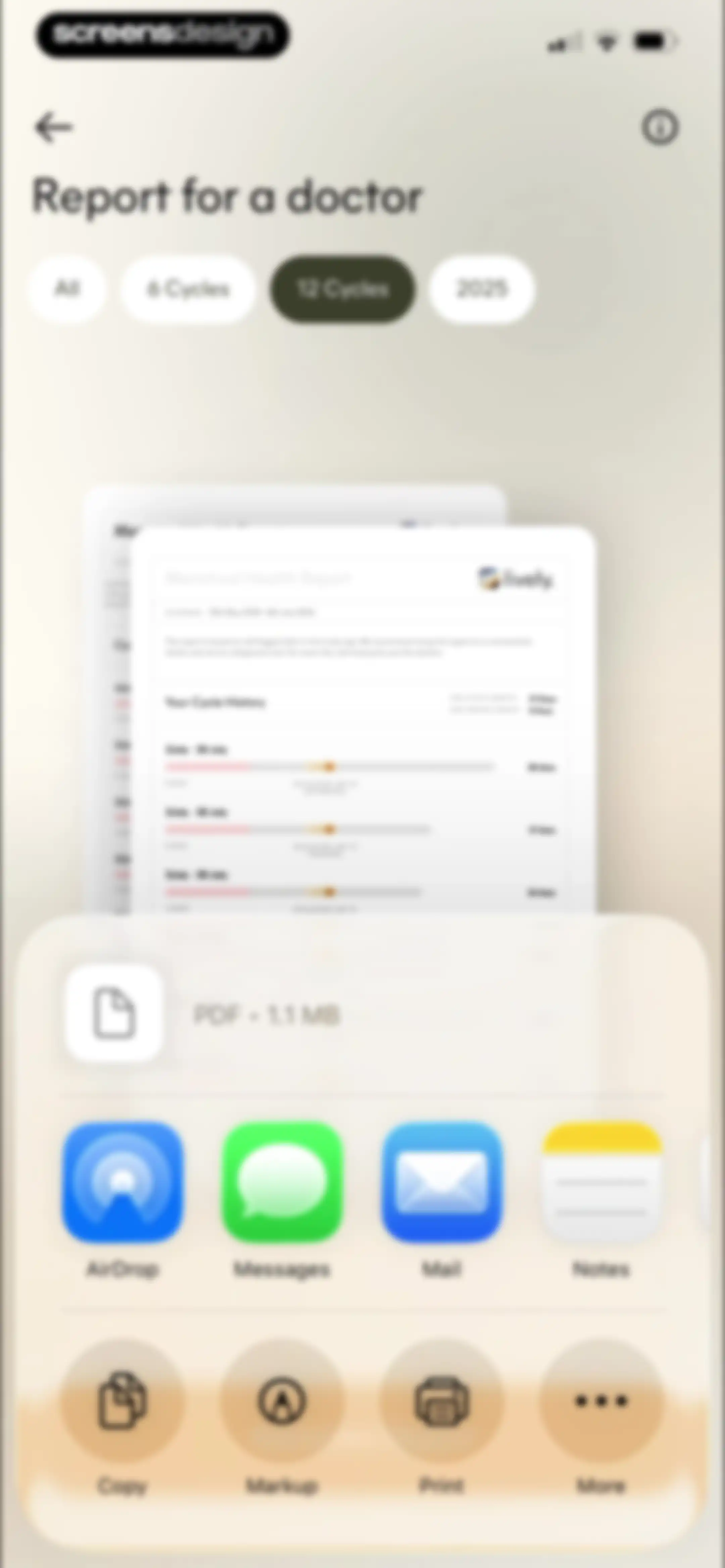 Lively - Period Tracker, Cycle screen 107
