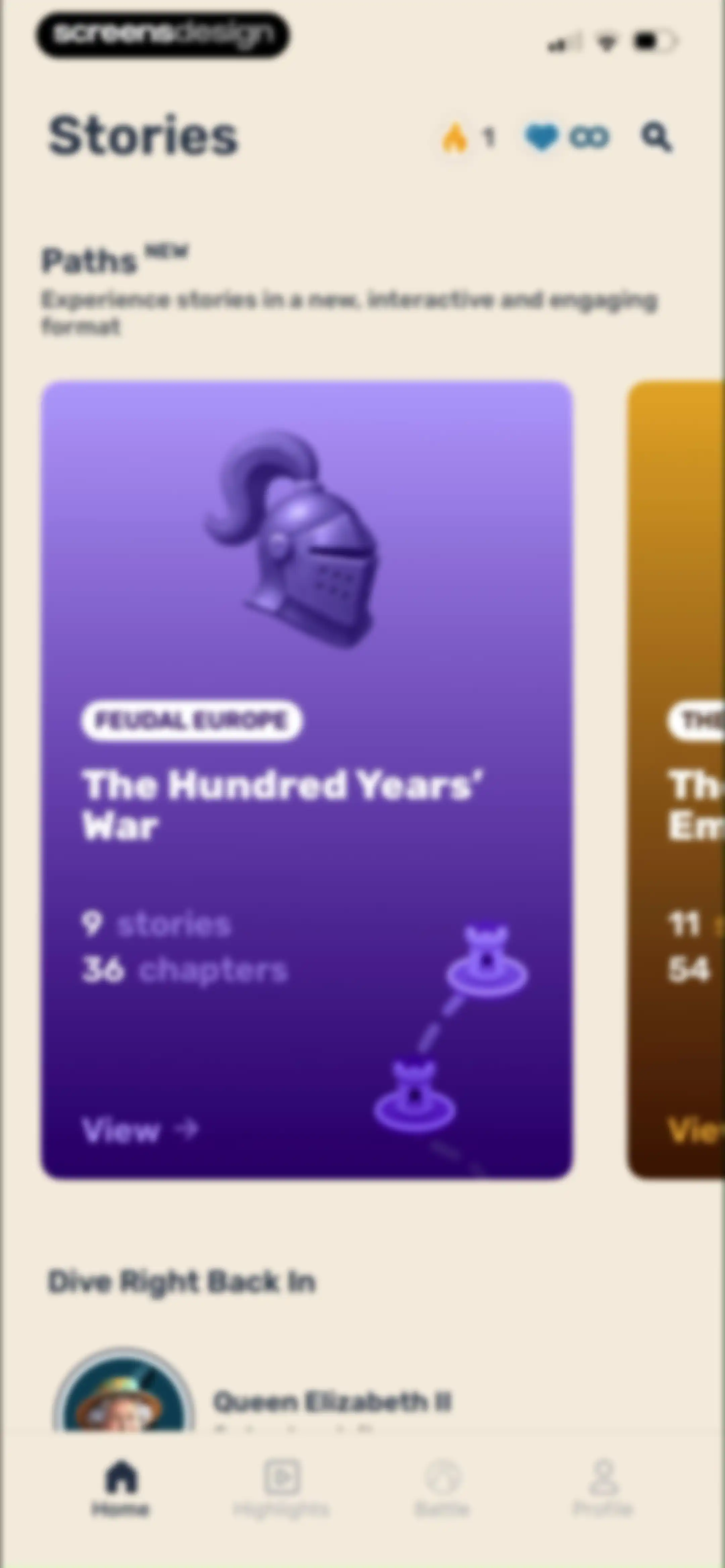 Paladin: Learn History screen 78