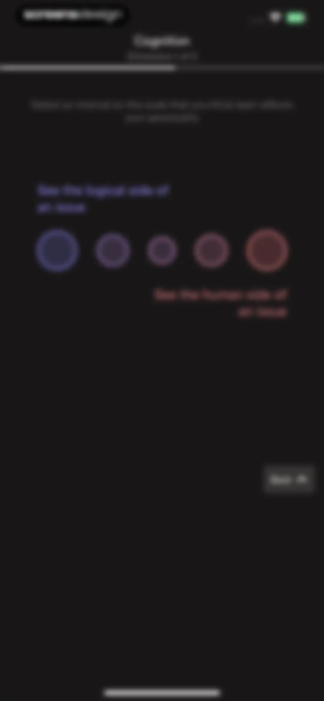 Dimensional: Personality Test screen 28