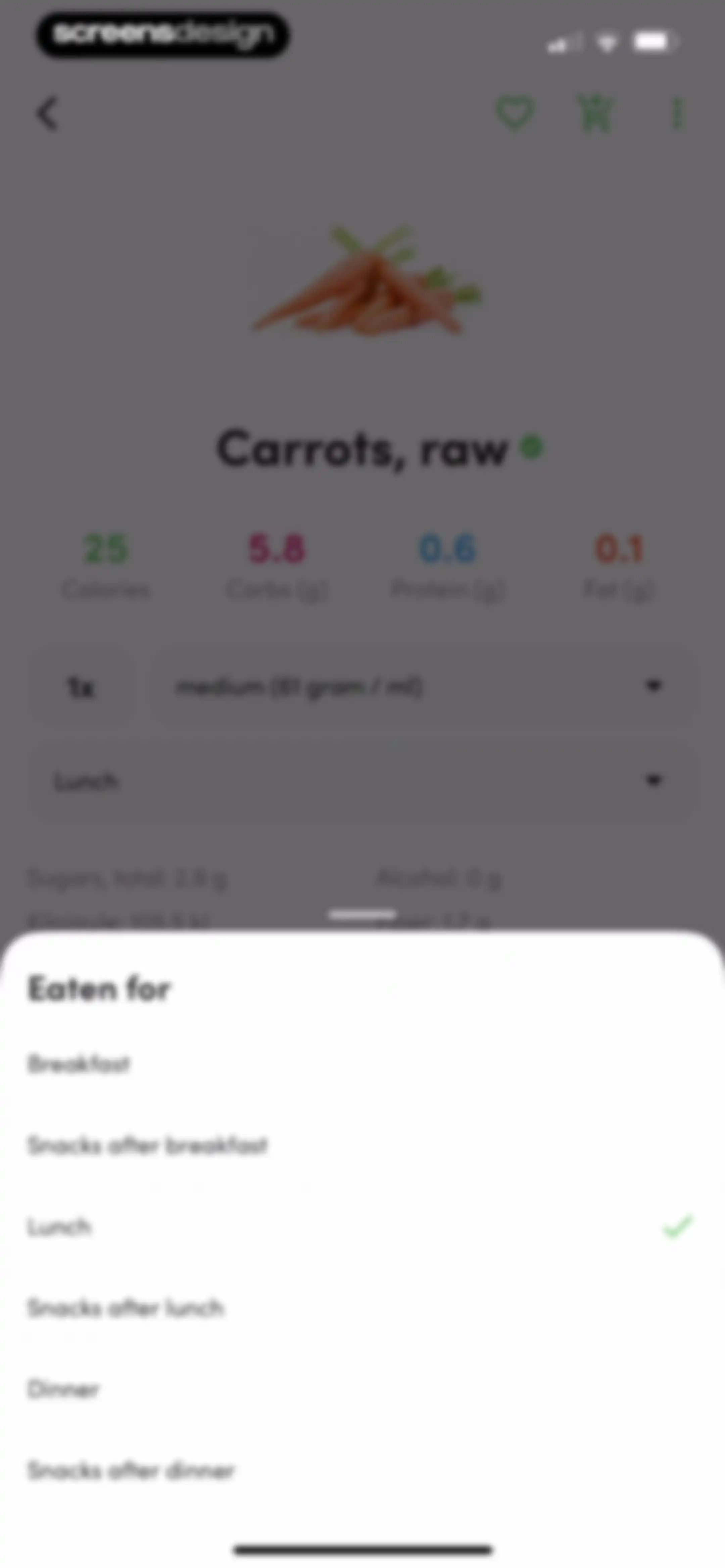 Calories and nutrition tracker screen 46