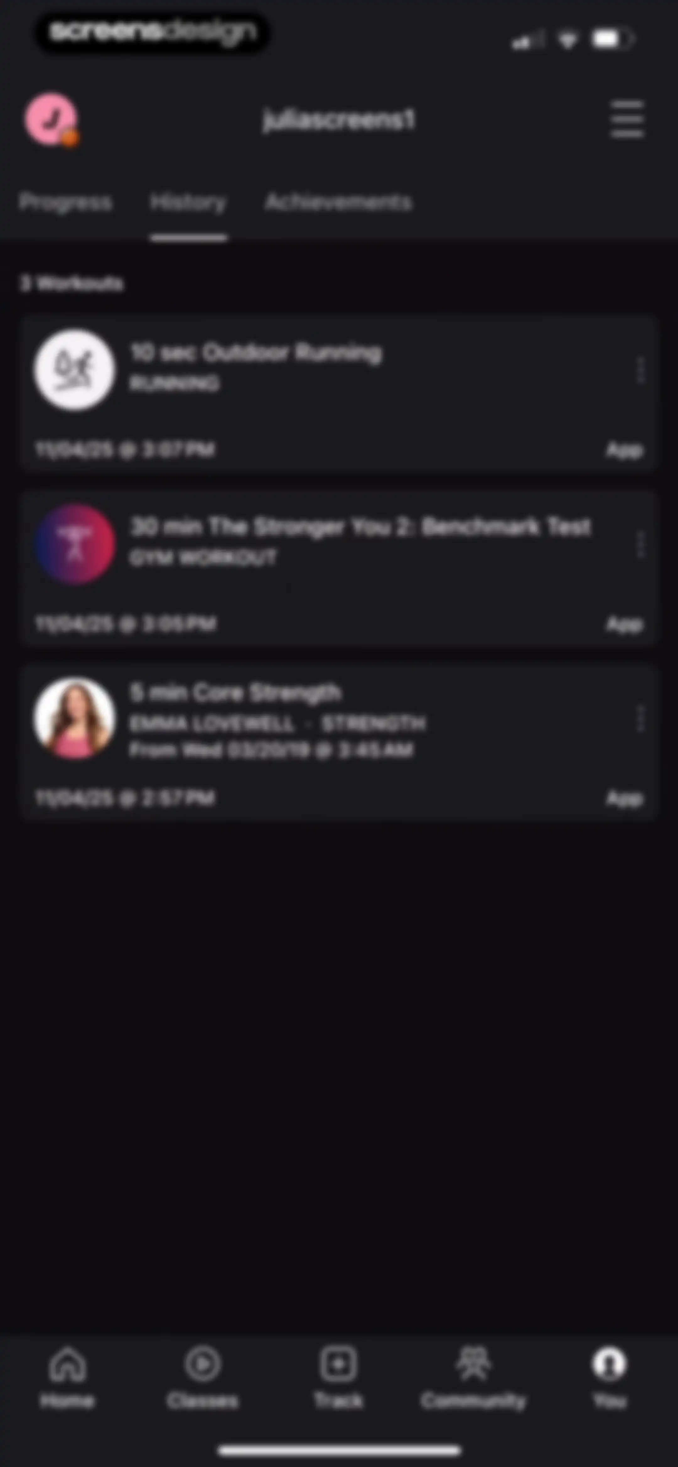 Peloton: Fitness & Workouts screen 222