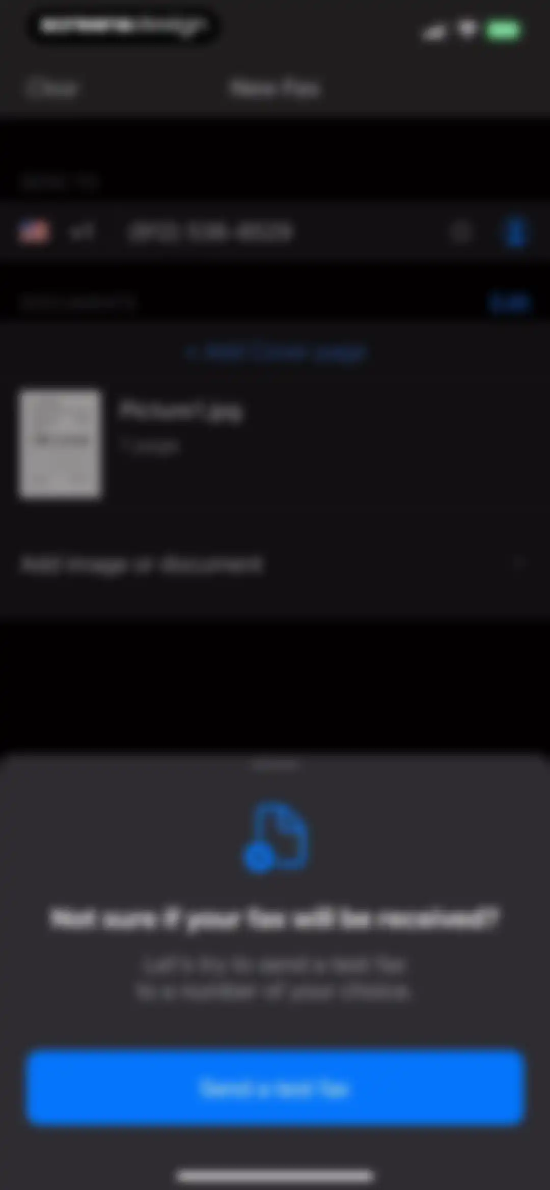 FAX from iPhone: Send Doc App screen 8
